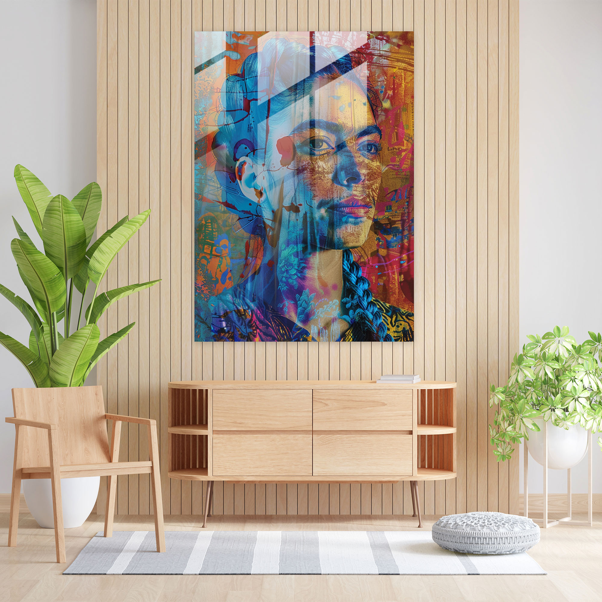 Frida Kahlo Tarzı Cam Sanatı - Frida Kahlo Eserleri Modern Sanat Ev Dekorasyonu Cam Tablo