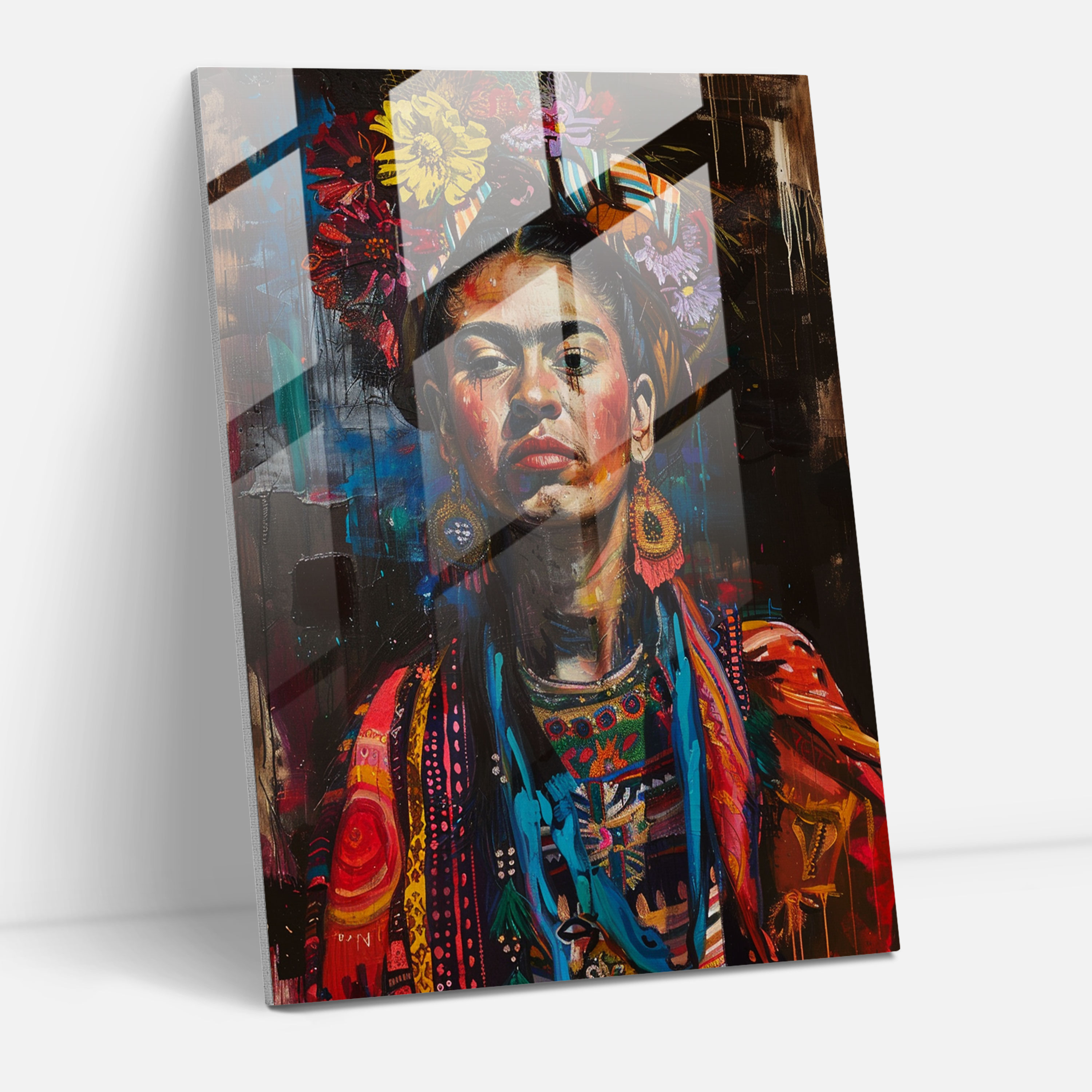 Frida Kahlo Tarzı Modern Sanat - Frida Kahlo Eserleri Duvar Dekorasyonu Cam Tablo Ev Dekorasyonu