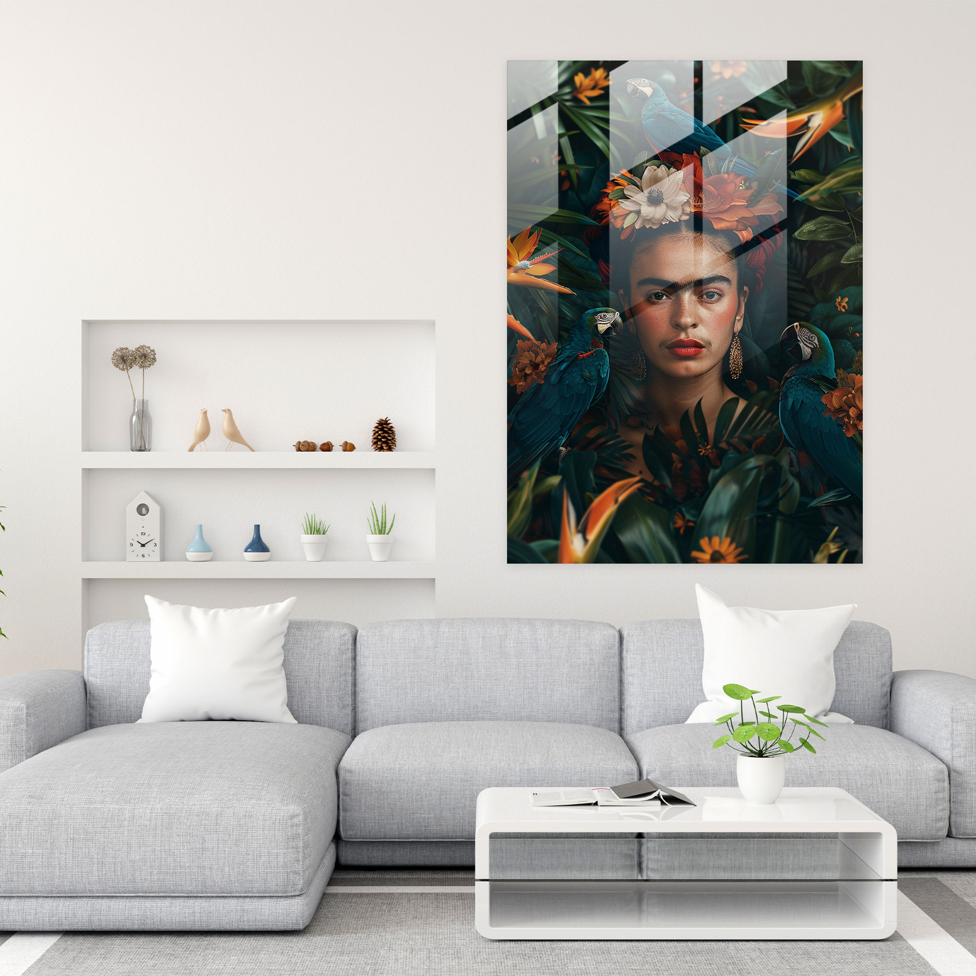 Frida Kahlo Tarzı Cam Duvar Sanatı - Frida Kahlo Eserleri Modern Sanat Cam Sanatı Duvar Dekorasyonu