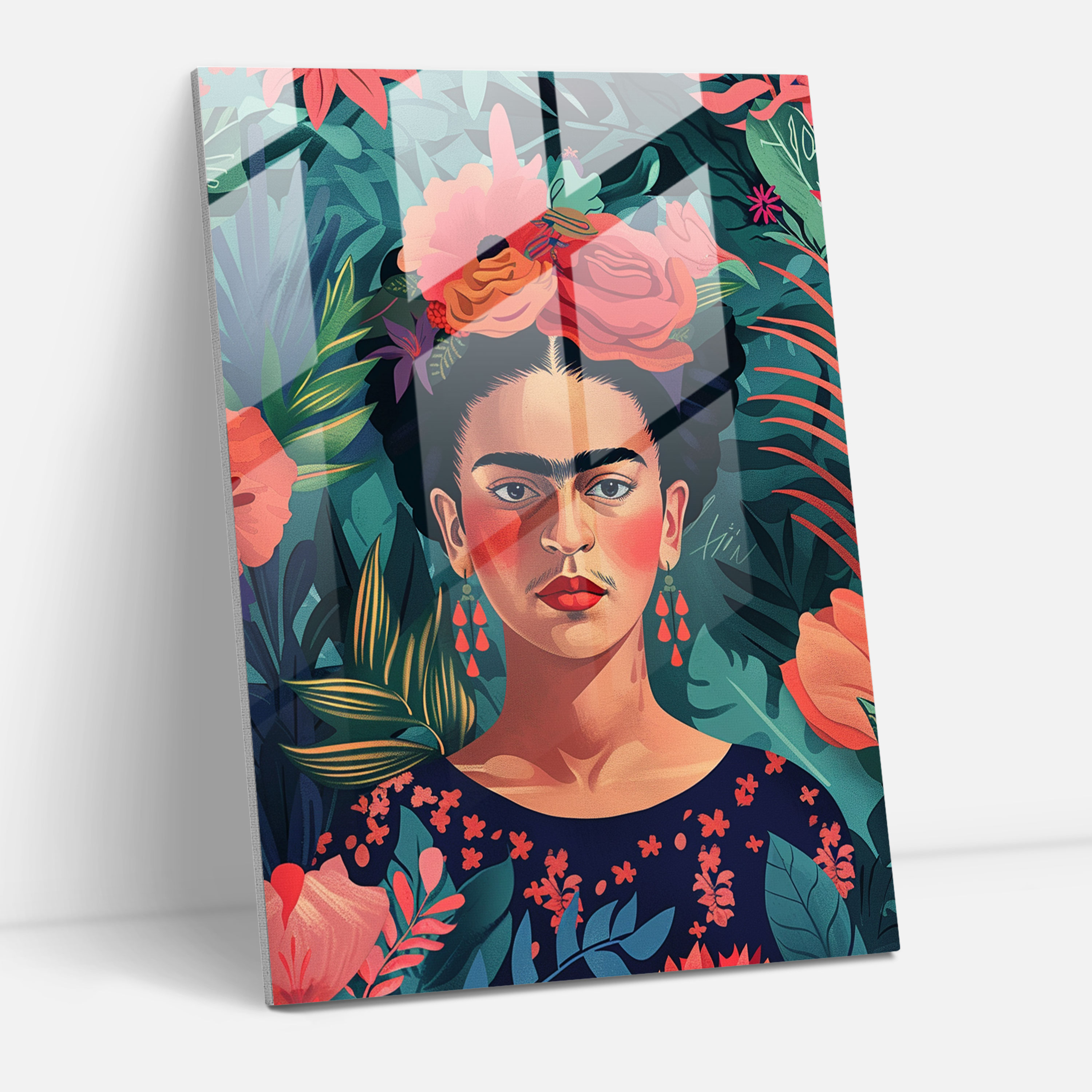Frida Kahlo Stili Ev Dekorasyonu - Frida Kahlo Eserleri Duvar Dekorasyonu Cam Tablo Frida Kahlo Tarzı