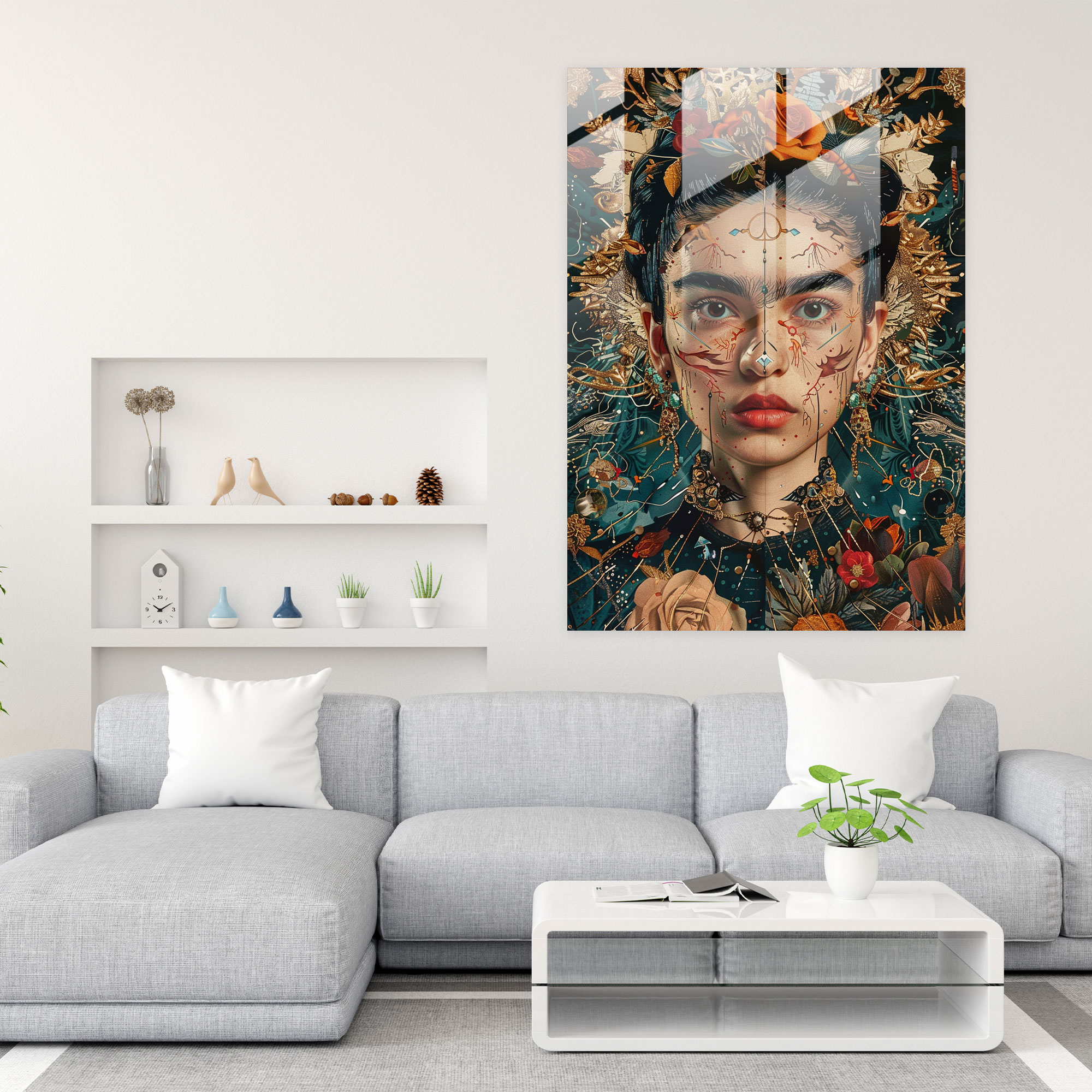 Frida Kahlo Tarzı Duvar Süsü - Kanvas Tablo Modern Sanat