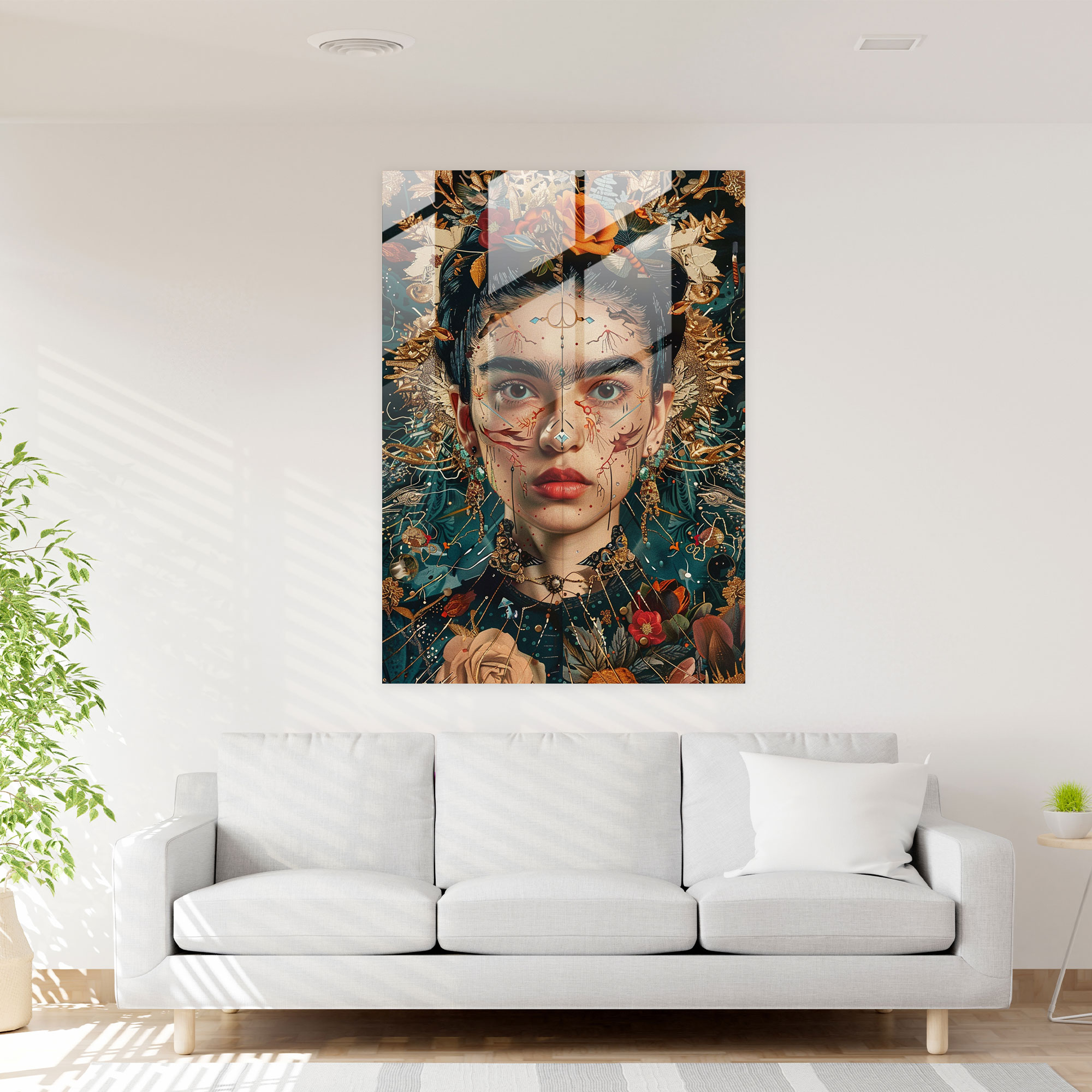 Frida Kahlo Tarzı Duvar Süsü - Kanvas Tablo Modern Sanat