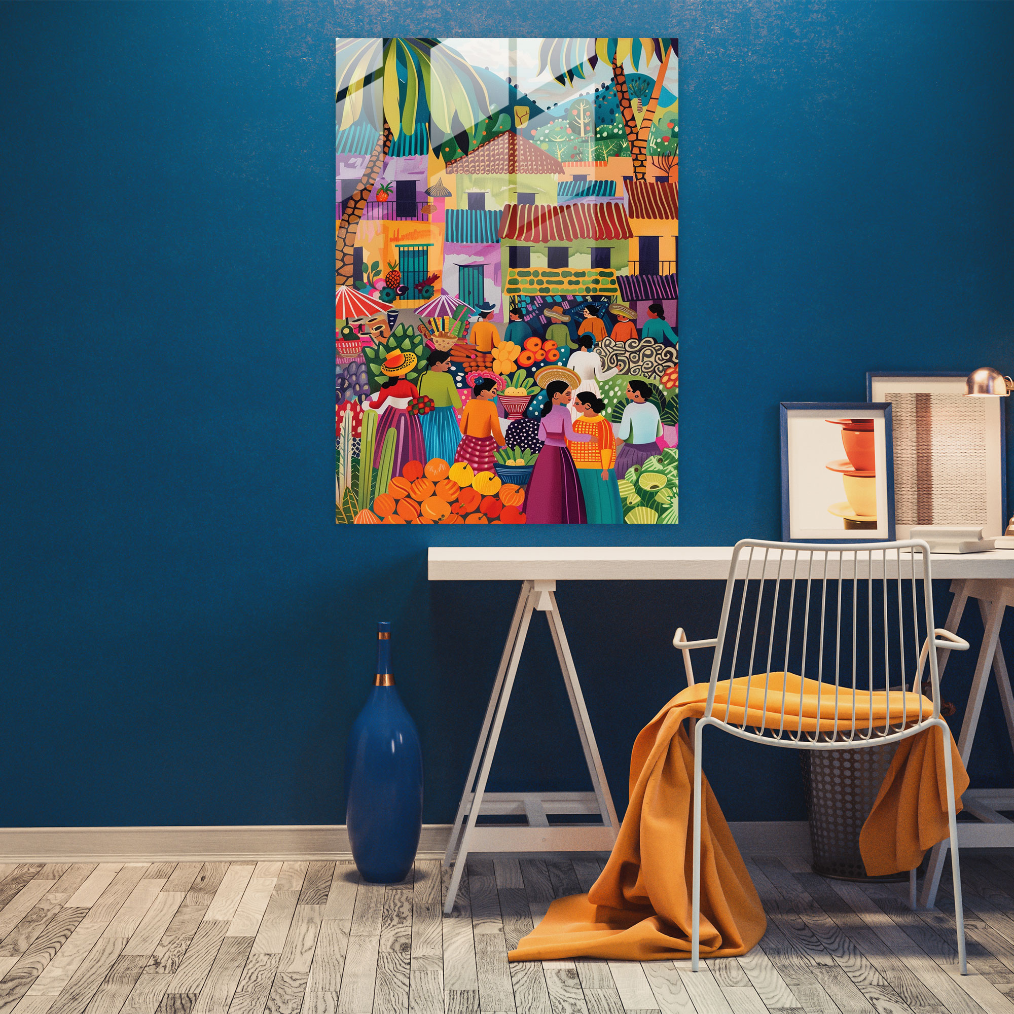 Frida Kahlo Stili Cam Tablo - Frida Kahlo Eserleri Cam Tablo Modern Sanat