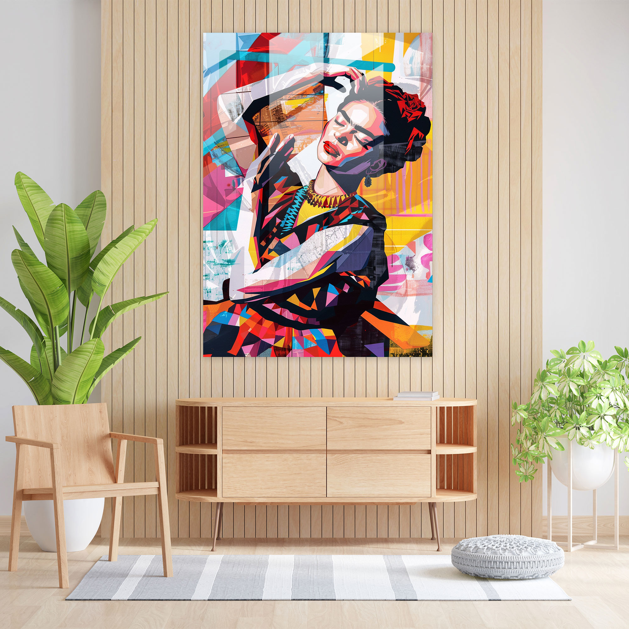 Frida Kahlo Stil Wanddekoration - Leinwandbild Glasbild Moderne Kunst
