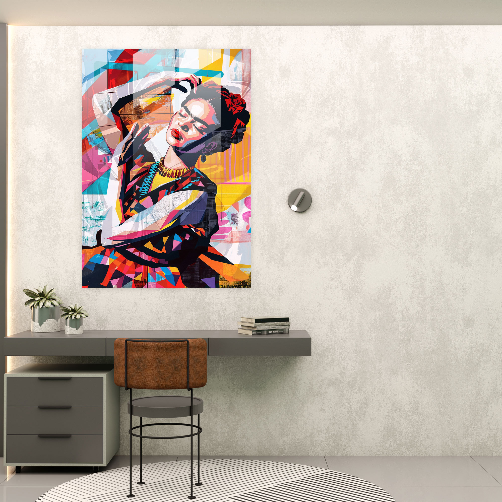 Frida Kahlo Stil Wanddekoration - Leinwandbild Glasbild Moderne Kunst
