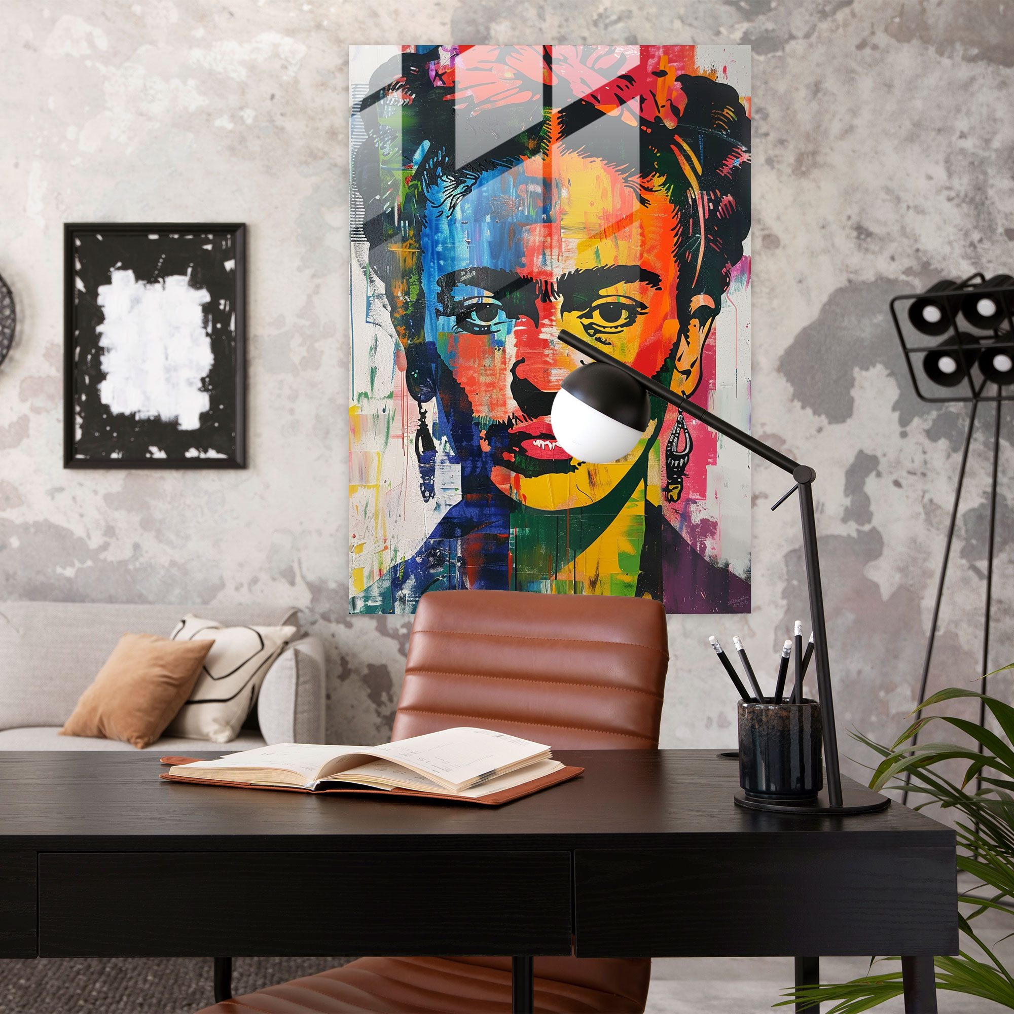 Frida Kahlo Stili Cam Sanatı - Frida Kahlo Eserleri İfade Edici Cam Sanatı Kendi Portresi