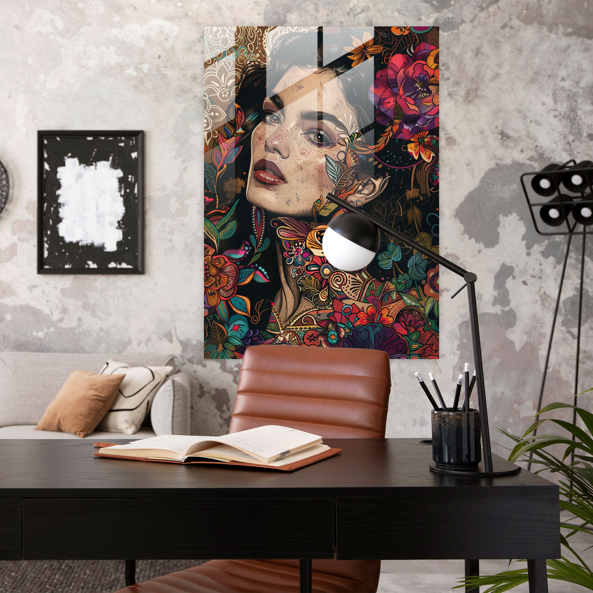Frida Kahlo Tarzı Modern Sanat - Kanvas Tablo Cam Tablo Sofistike Frida Kahlo Eserleri