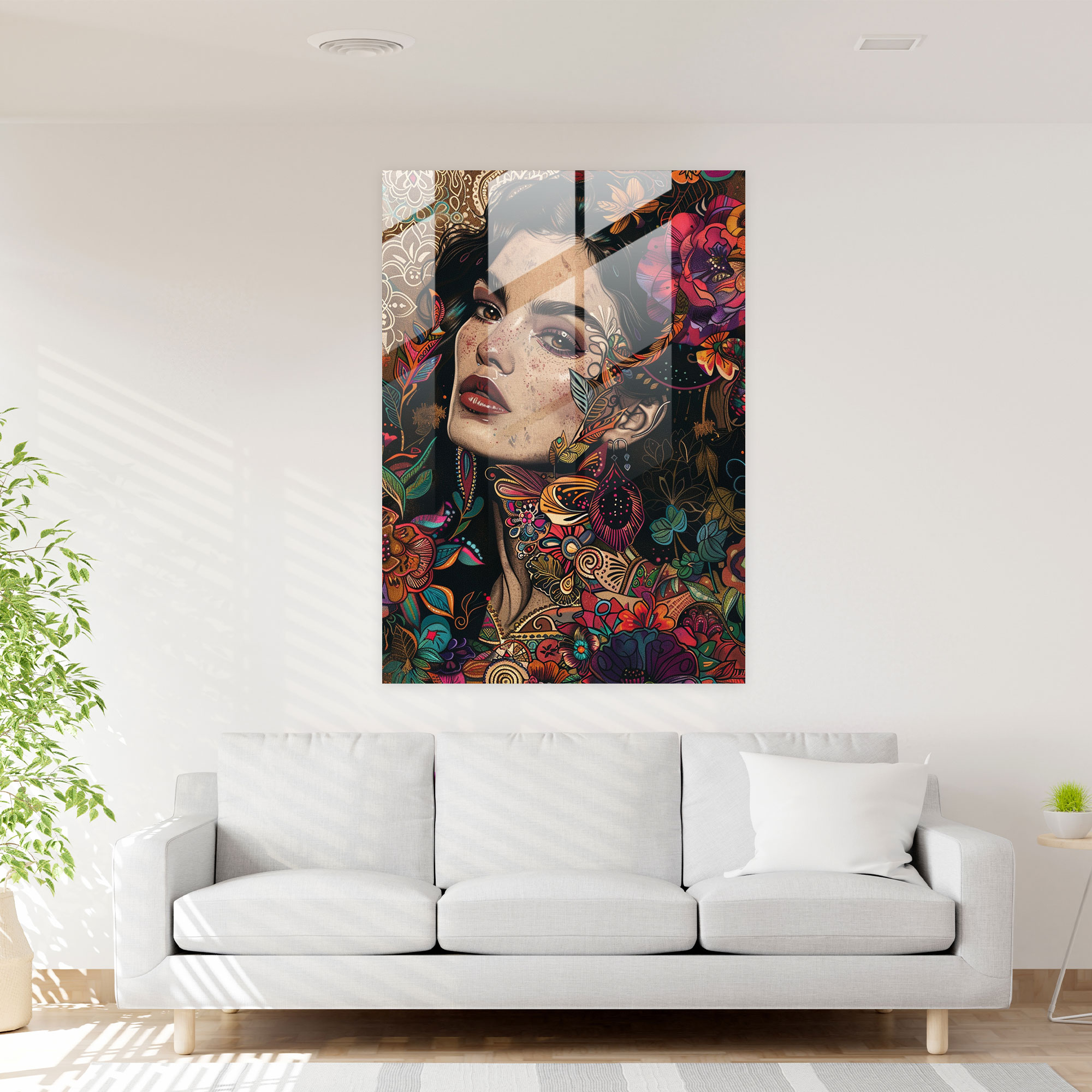 Frida Kahlo Tarzı Modern Sanat - Kanvas Tablo Cam Tablo Sofistike Frida Kahlo Eserleri