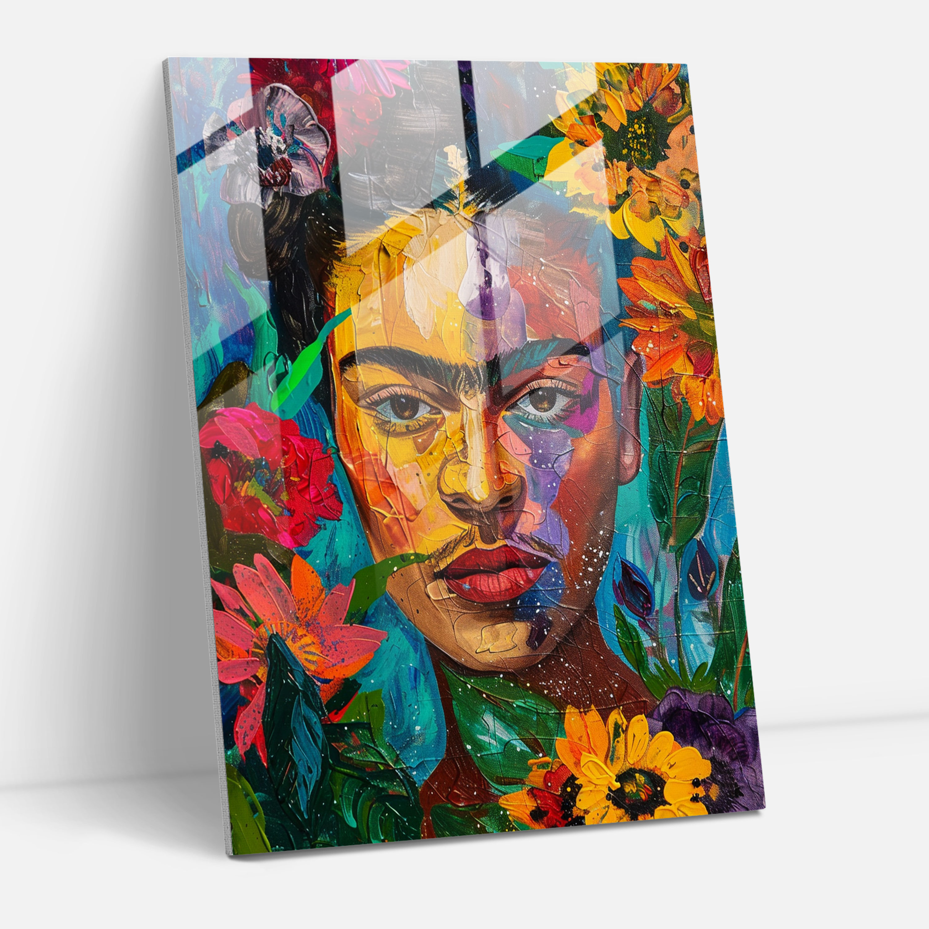 Frida Kahlo Tarzı Cam Tablo - Frida Kahlo Eserleri Cam Tablo Ev Dekorasyonu