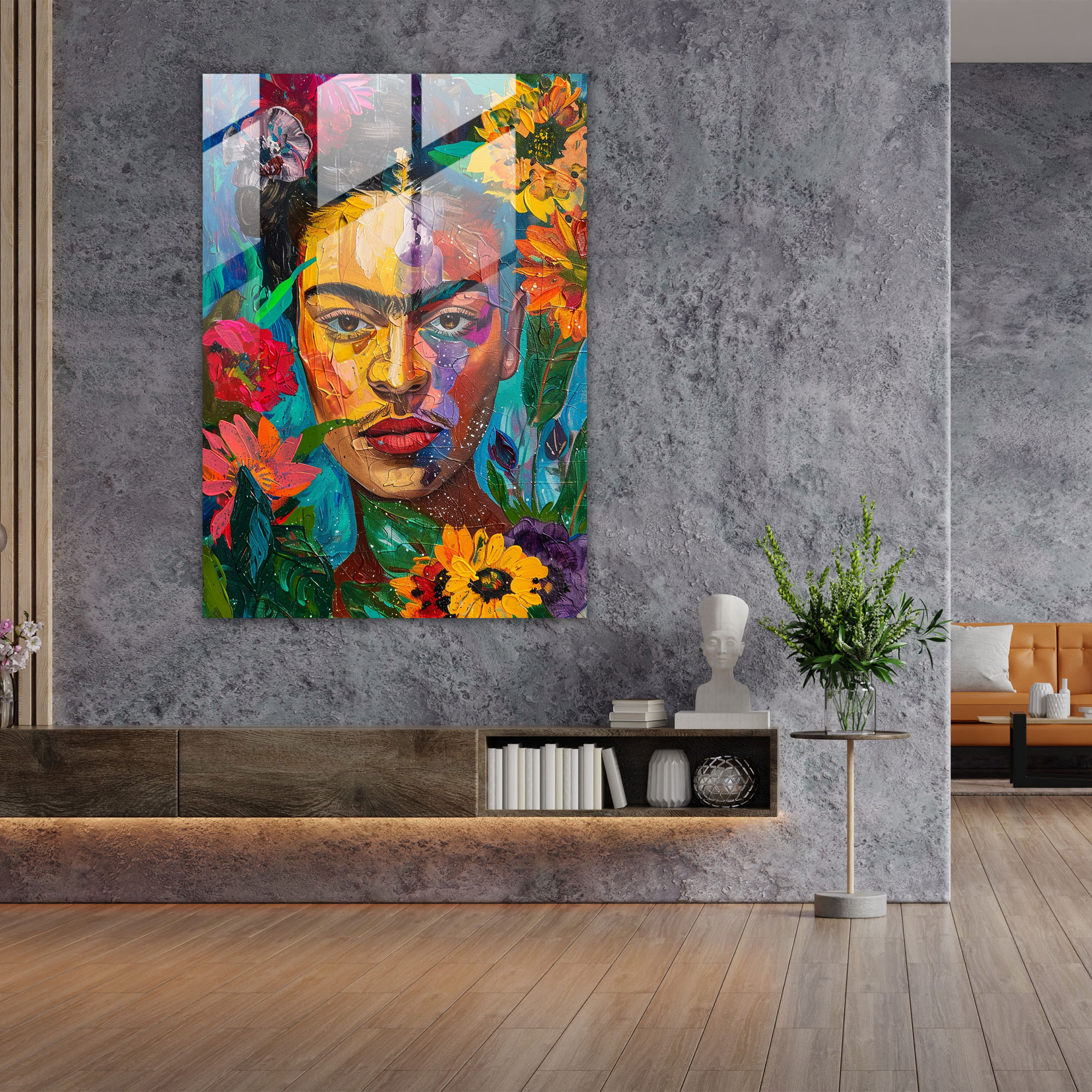 Frida Kahlo Tarzı Cam Tablo - Frida Kahlo Eserleri Cam Tablo Ev Dekorasyonu