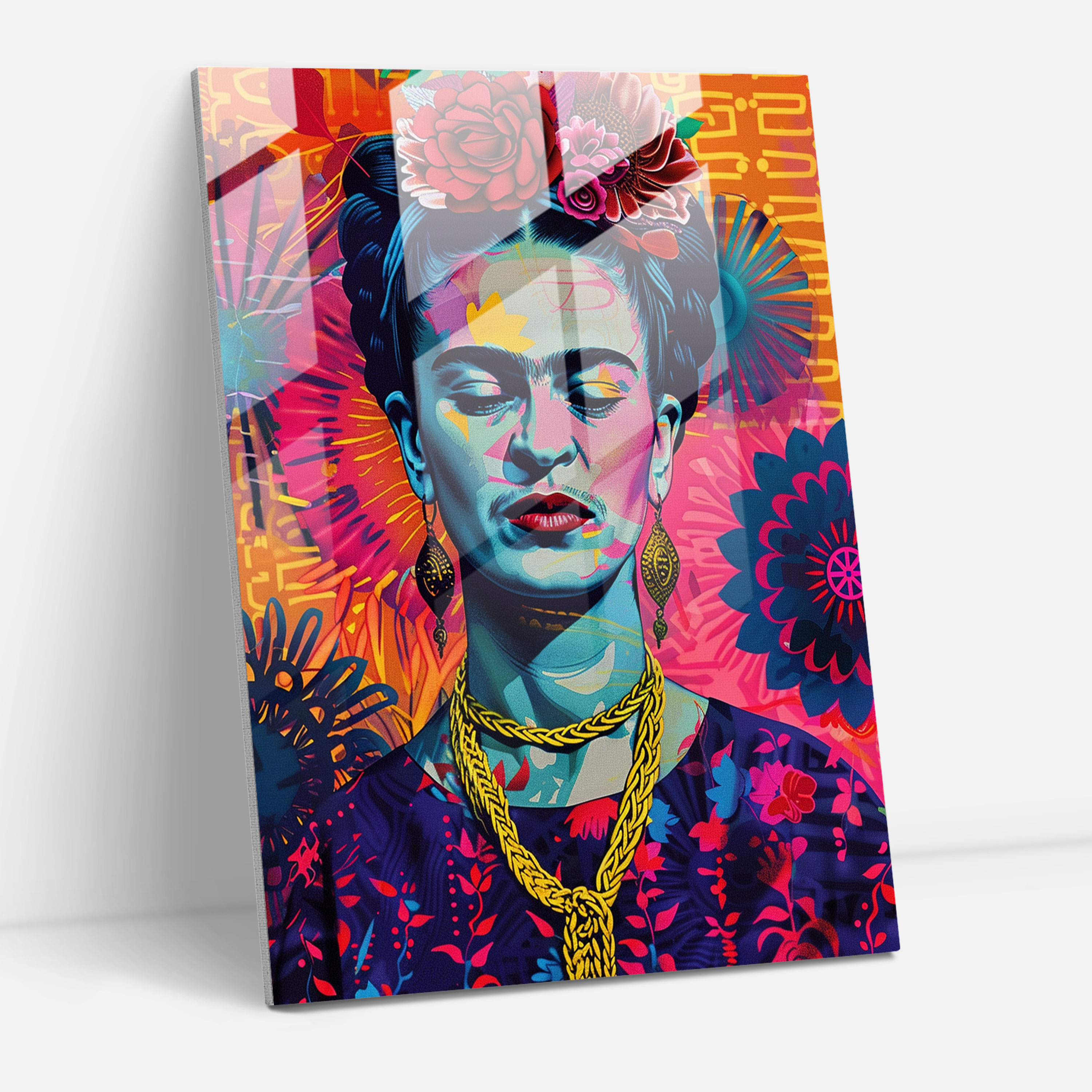 Frida Kahlo Tarzı Cam Duvar Sanatı - Frida Kahlo Eserleri Modern Sanat Cam Duvar Sanatı