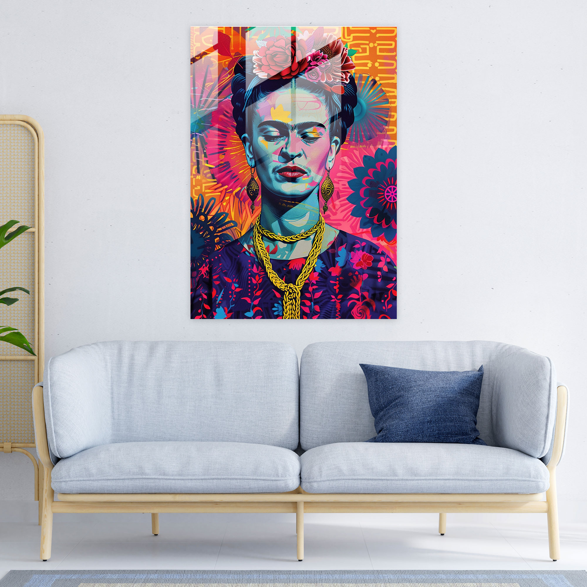 Frida Kahlo Tarzı Cam Duvar Sanatı - Frida Kahlo Eserleri Modern Sanat Cam Duvar Sanatı