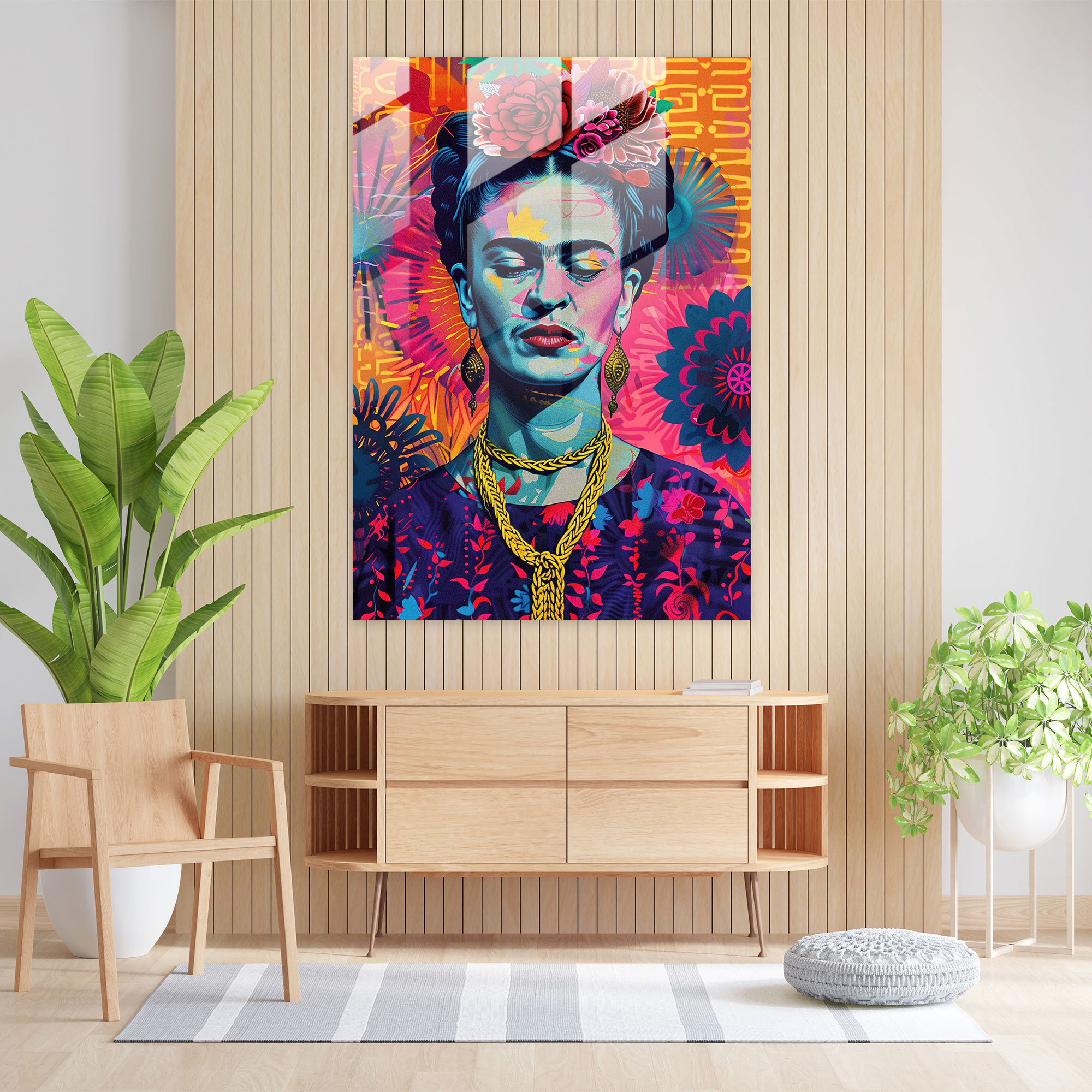 Frida Kahlo Tarzı Cam Duvar Sanatı - Frida Kahlo Eserleri Modern Sanat Cam Duvar Sanatı