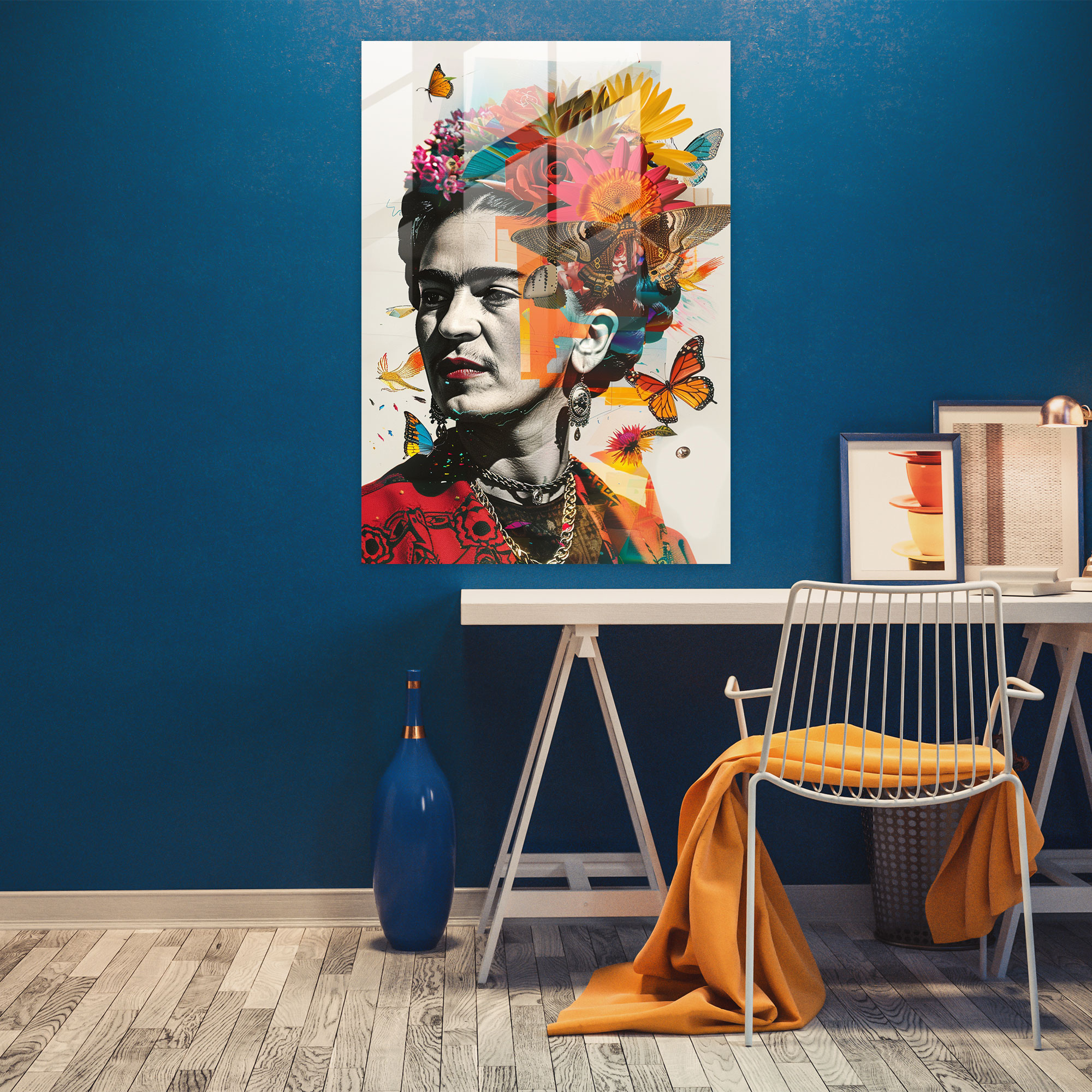 Home-Dekoration im Stil von Frida Kahlo - Frida Kahlo Werke Frida Kahlo Stil Dekoration für Zuhause Glasbild