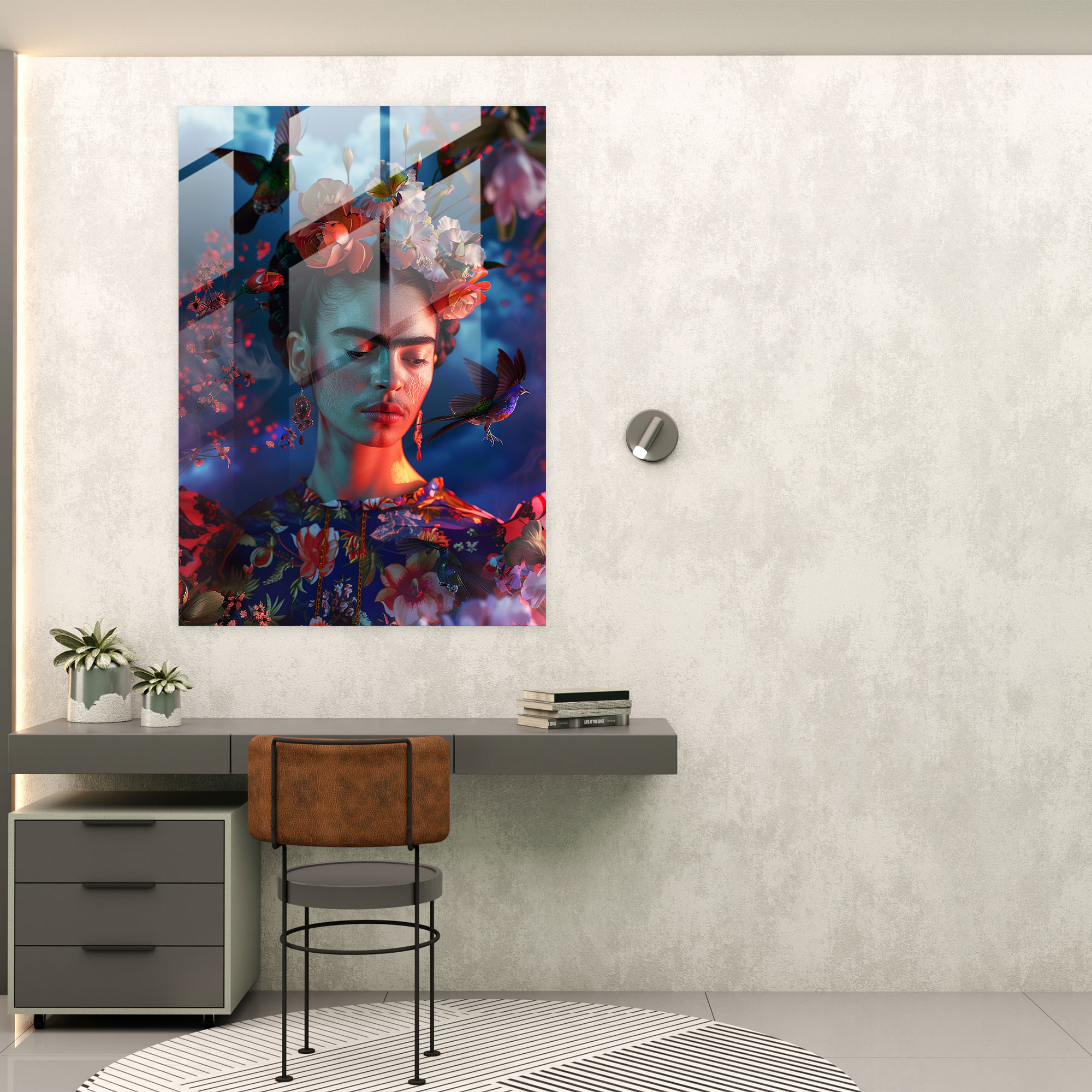 Frida Kahlo Tarzı Cam Sanat - Frida Kahlo Eserleri Modern Sanat Gerçeküstü Unsurlar