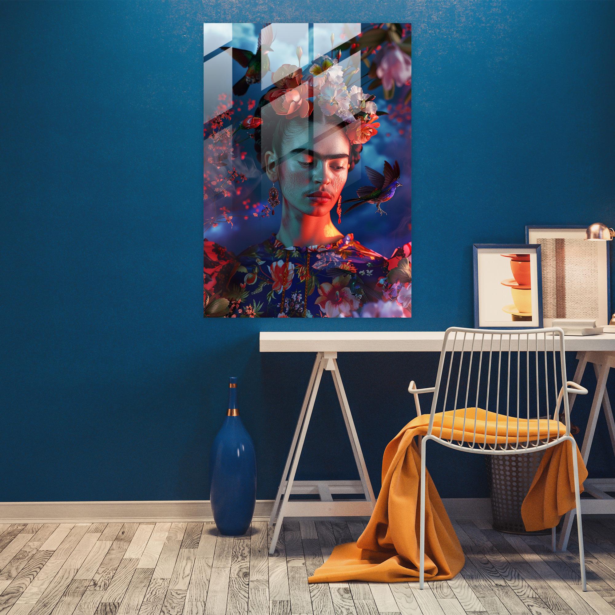 Frida Kahlo Tarzı Cam Sanat - Frida Kahlo Eserleri Modern Sanat Gerçeküstü Unsurlar