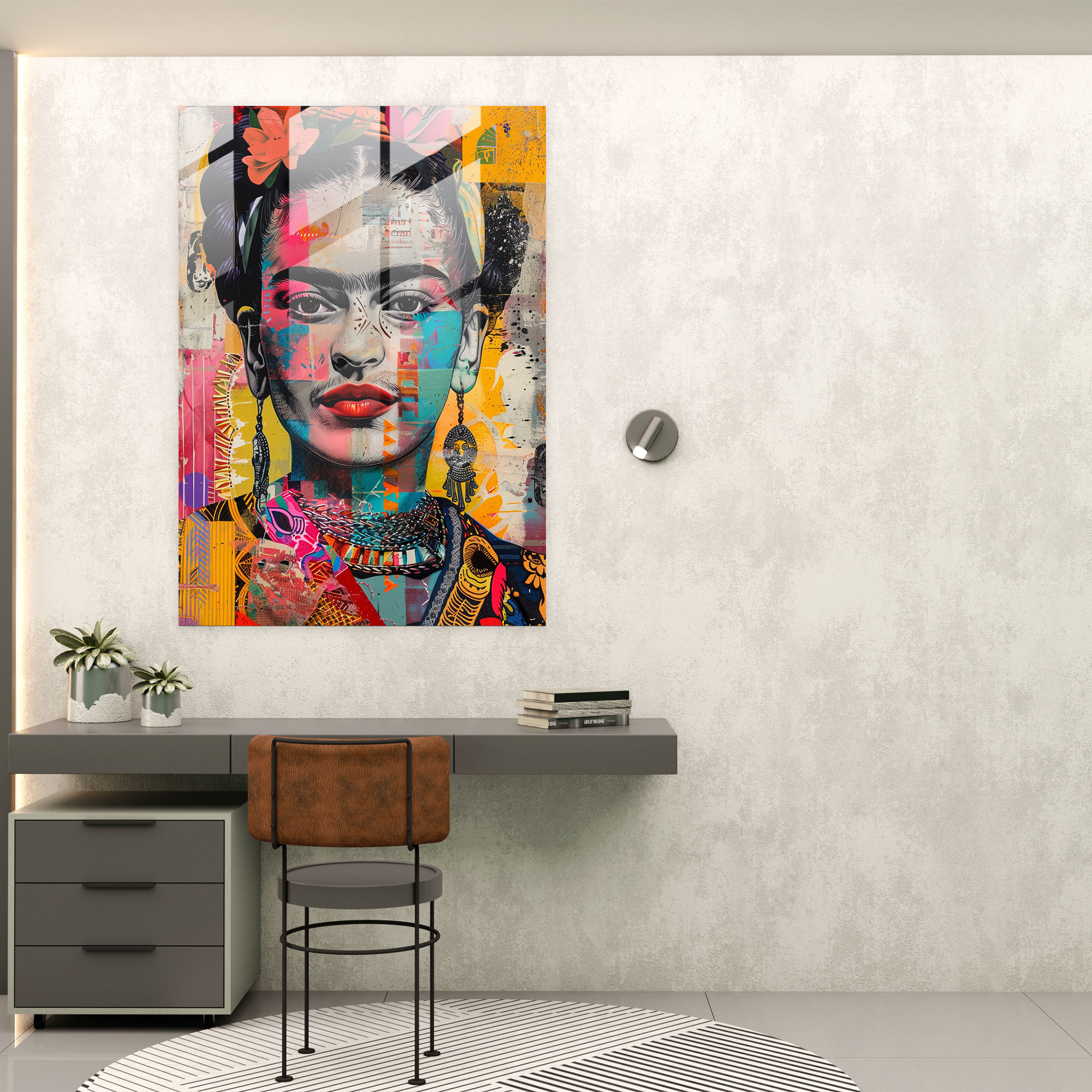 Frida Kahlo Tarzı Modern Sanat - Frida Kahlo Eserleri Kültürel Referanslar Frida Kahlo Tarzı Cam Tablo