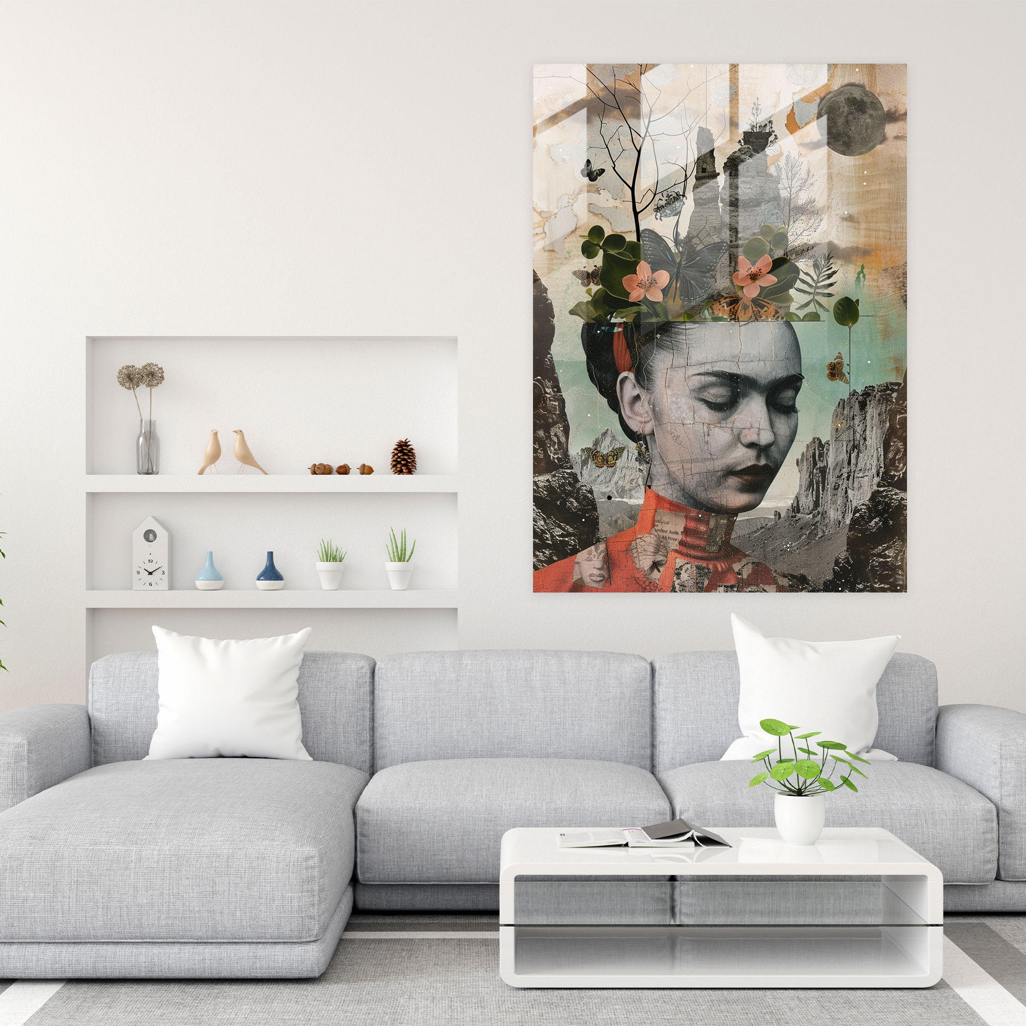 Frida Kahlo Tarzı Cam Duvar Sanatı - Frida Kahlo Eserleri Cam Duvar Sanatı Simgesel Unsurlar