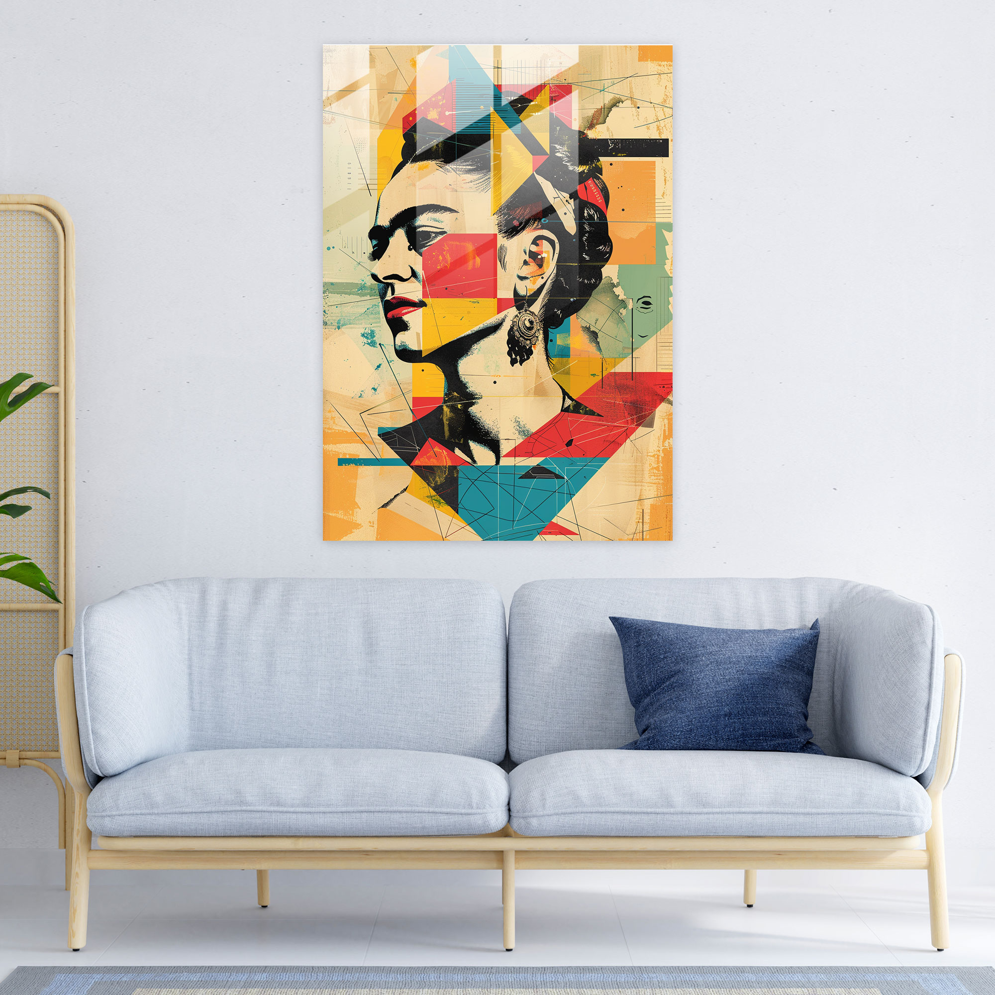 Frida Kahlo Stil Wanddekoration - Leinwandbild Glasbild Surrealismus Abstraktes geometrisches Design