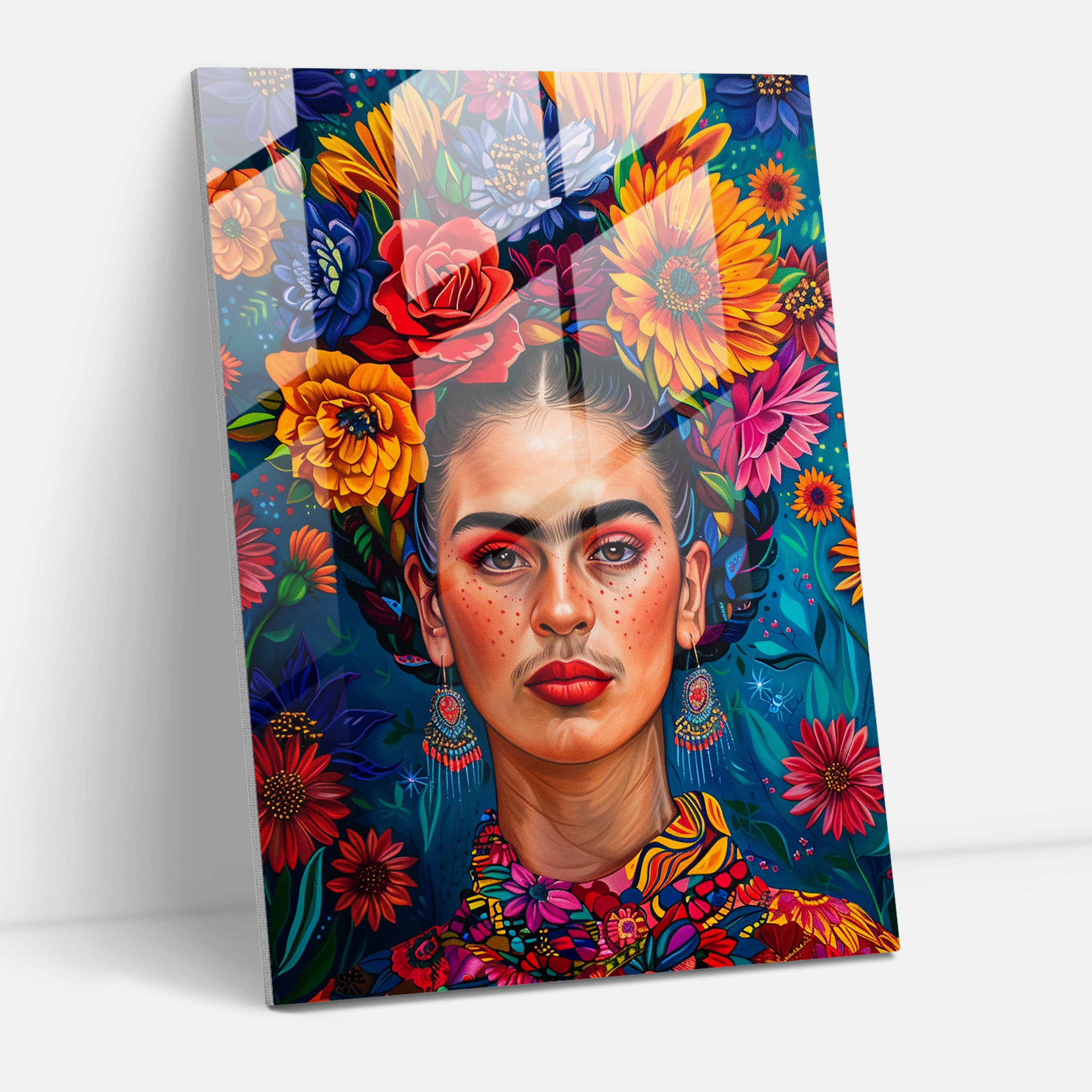 Frida Kahlo Stili Ev Dekorasyonu - Frida Kahlo Eserleri Ev Dekorasyonu Cam Tablo Bir Kadın Portresi