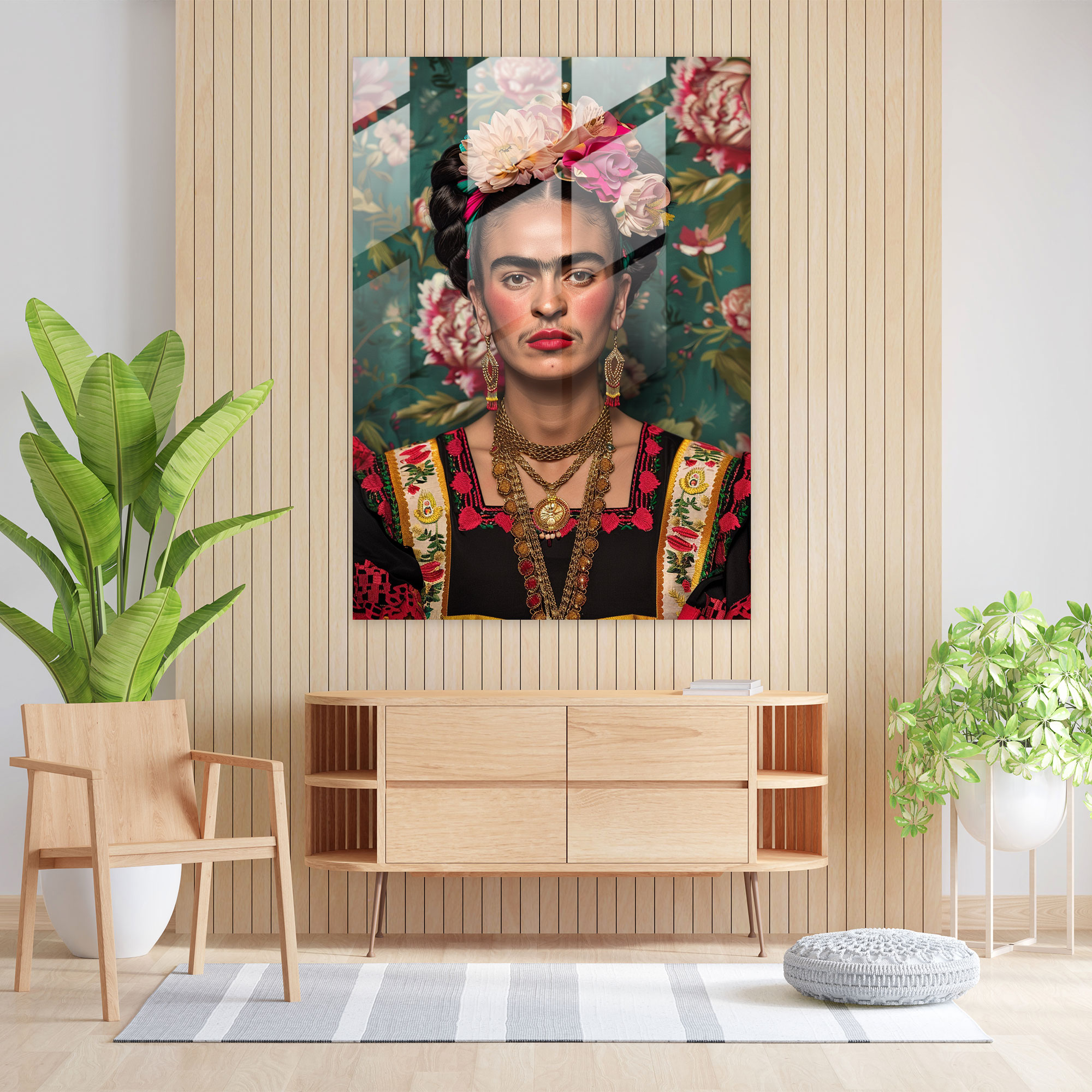 Frida Kahlo Tarzı Duvar Dekorasyonu - Frida Kahlo Eserleri Cam Tablo Duvar Dekorasyonu