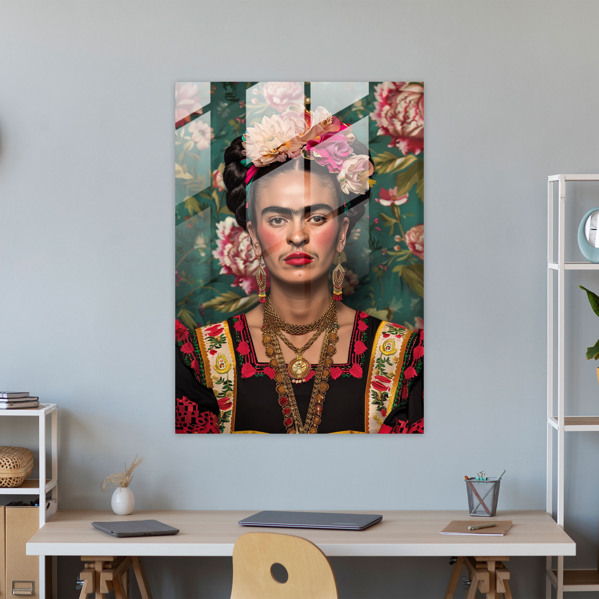 Frida Kahlo Tarzı Duvar Dekorasyonu - Frida Kahlo Eserleri Cam Tablo Duvar Dekorasyonu