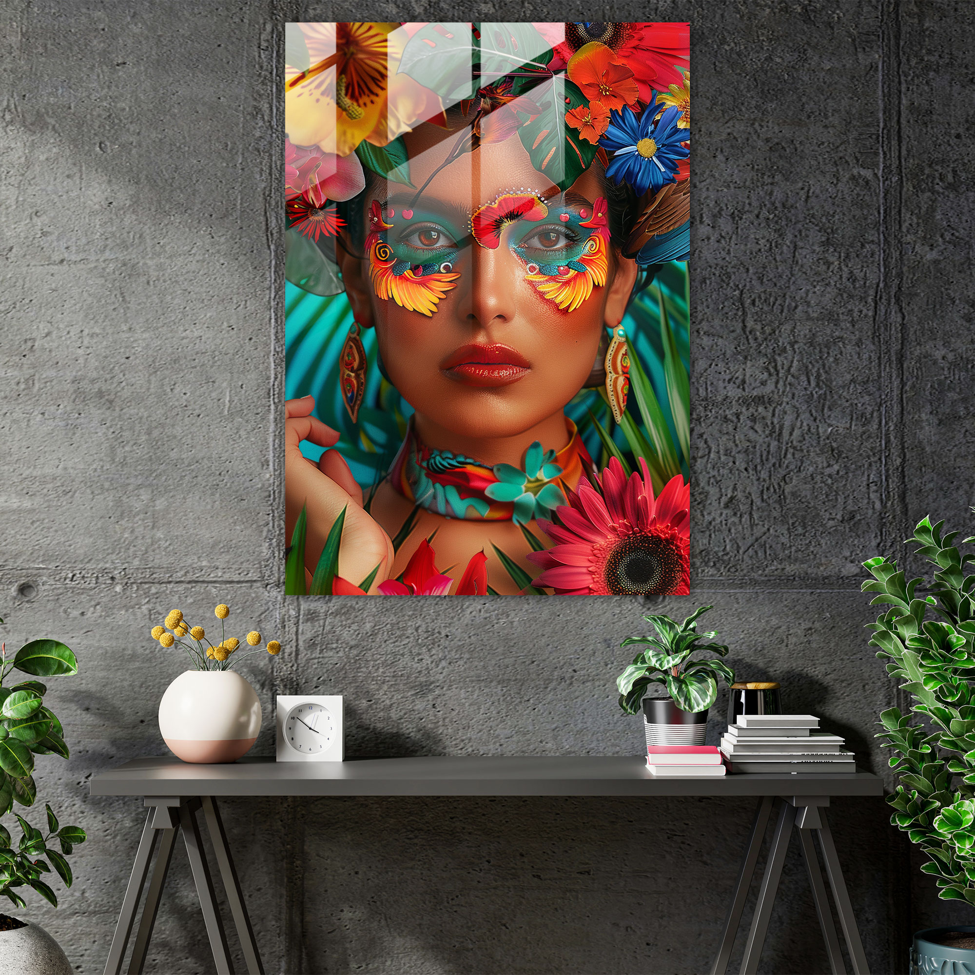 Frida Kahlo Tarzı Ev Dekorasyonu - Kanvas Tablo Surrealist Unsurlar Canlı Renk Paleti Frida Kahlo Tarzı