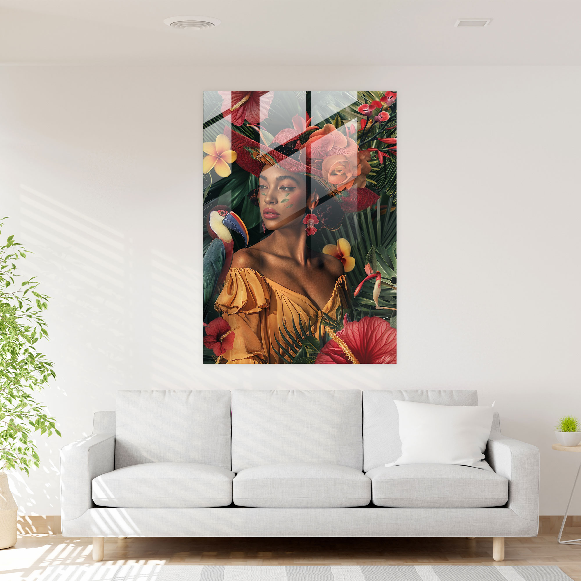 Frida Kahlo Tarzı Cam Tablo Sanatı - Frida Kahlo Eserleri Duvar Dekorasyonu Ev Dekorasyonu Cam Tablo