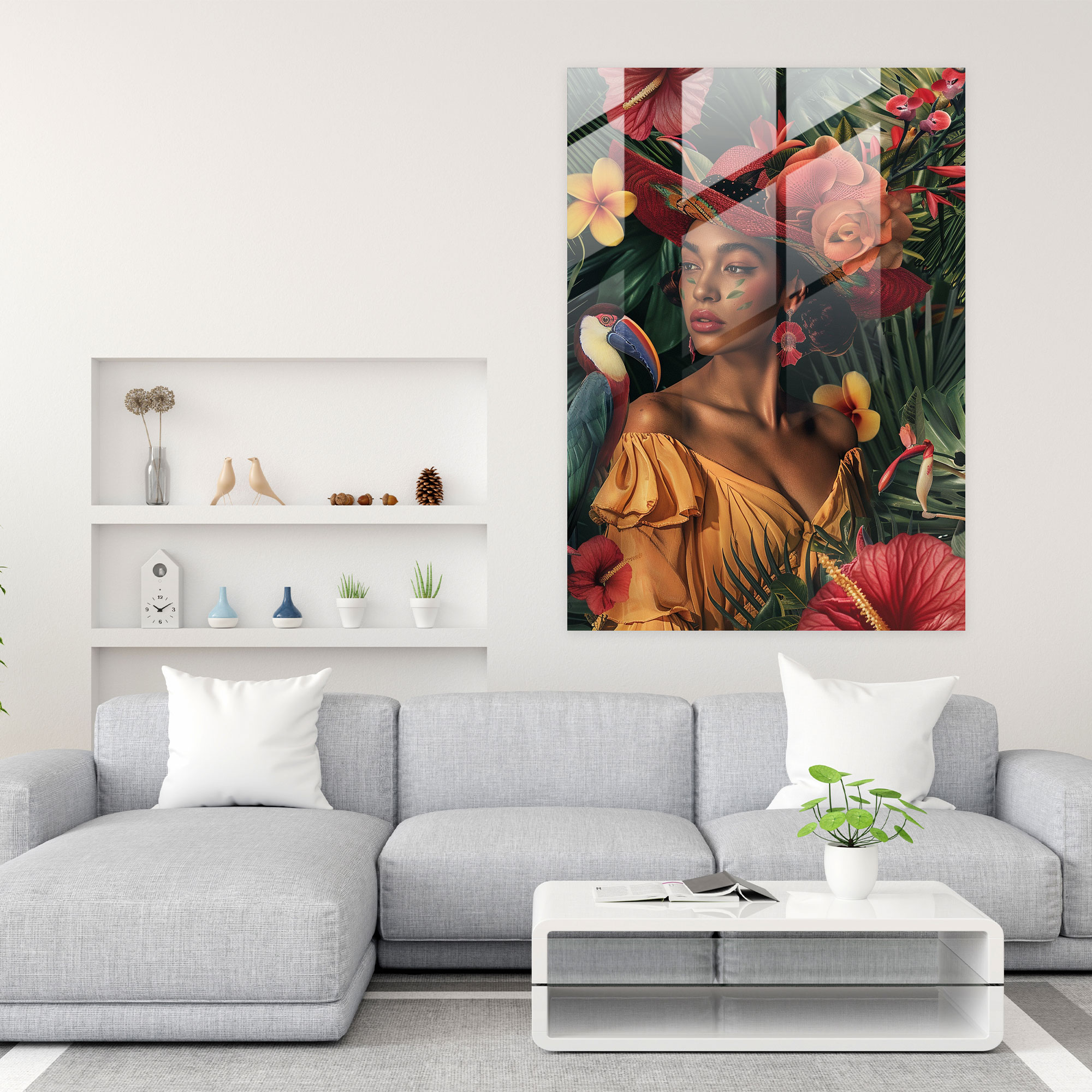 Frida Kahlo Tarzı Cam Tablo Sanatı - Frida Kahlo Eserleri Duvar Dekorasyonu Ev Dekorasyonu Cam Tablo
