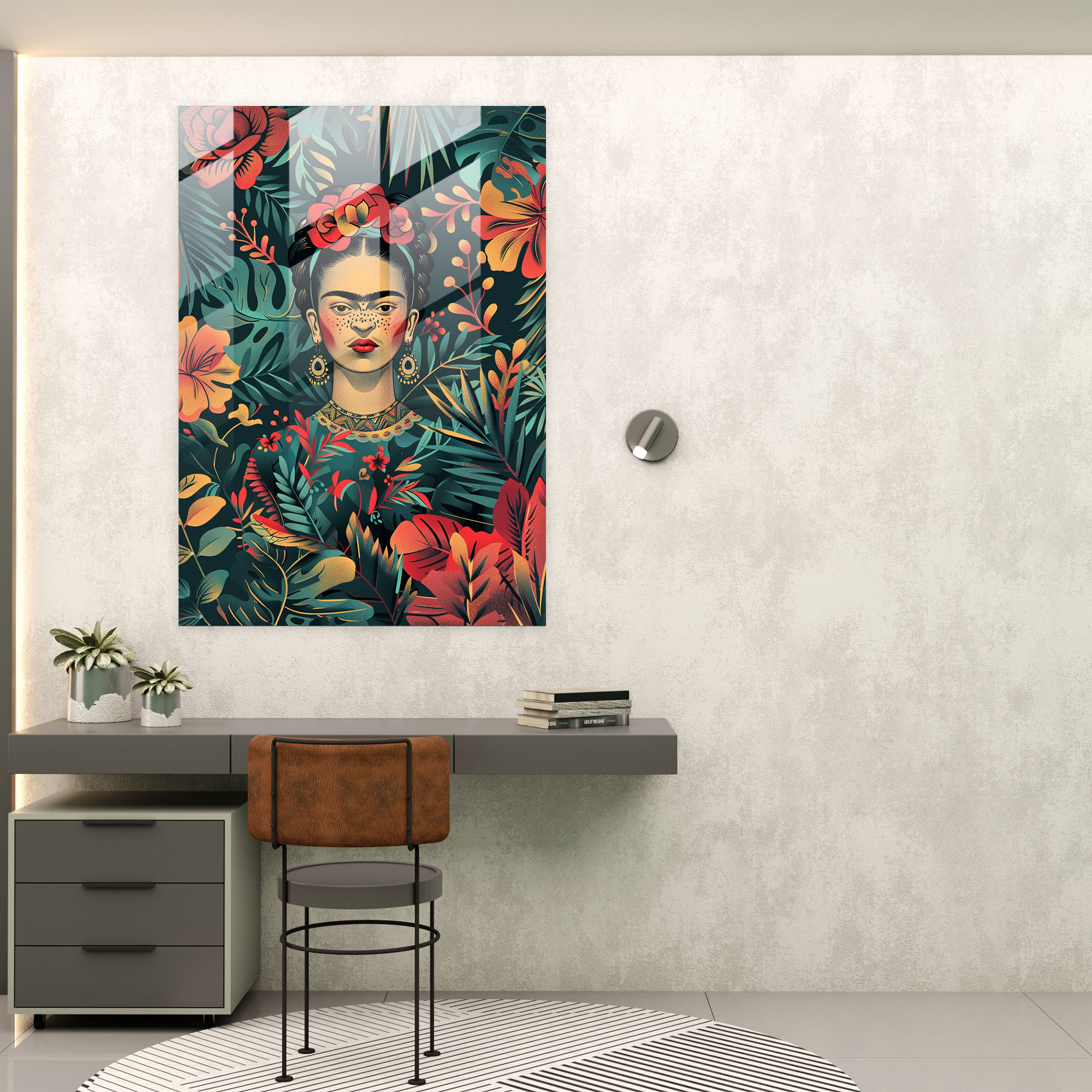 Frida Kahlo Tarzı Cam Tablo - Frida Kahlo Eserleri Cam Duvar Sanatı Ev Dekorasyonu Duvar Dekorasyonu