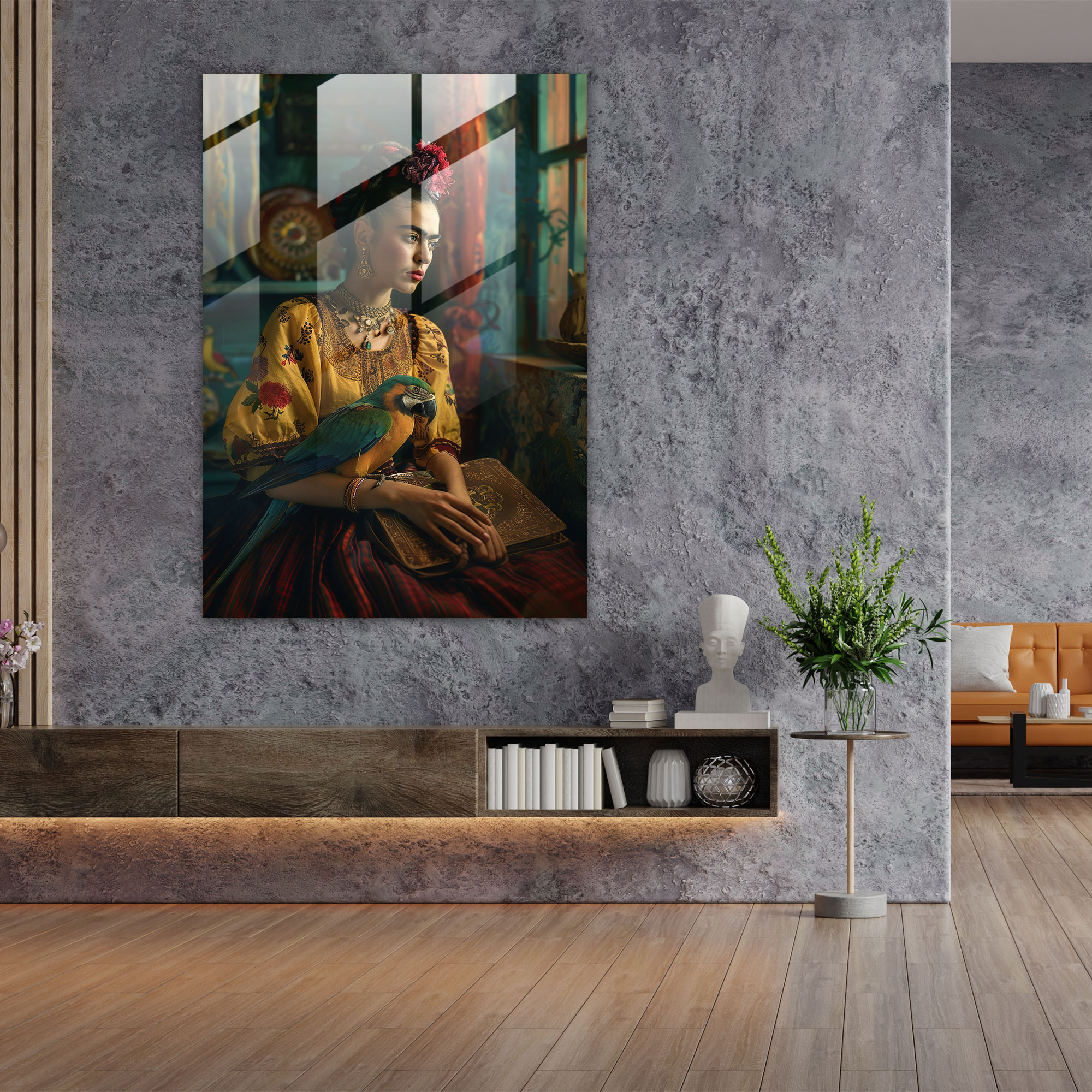 Leinwandbild im Frida Kahlo Stil - Frida Kahlo Kunstwerke Wohnaccessoire Wanddekoration