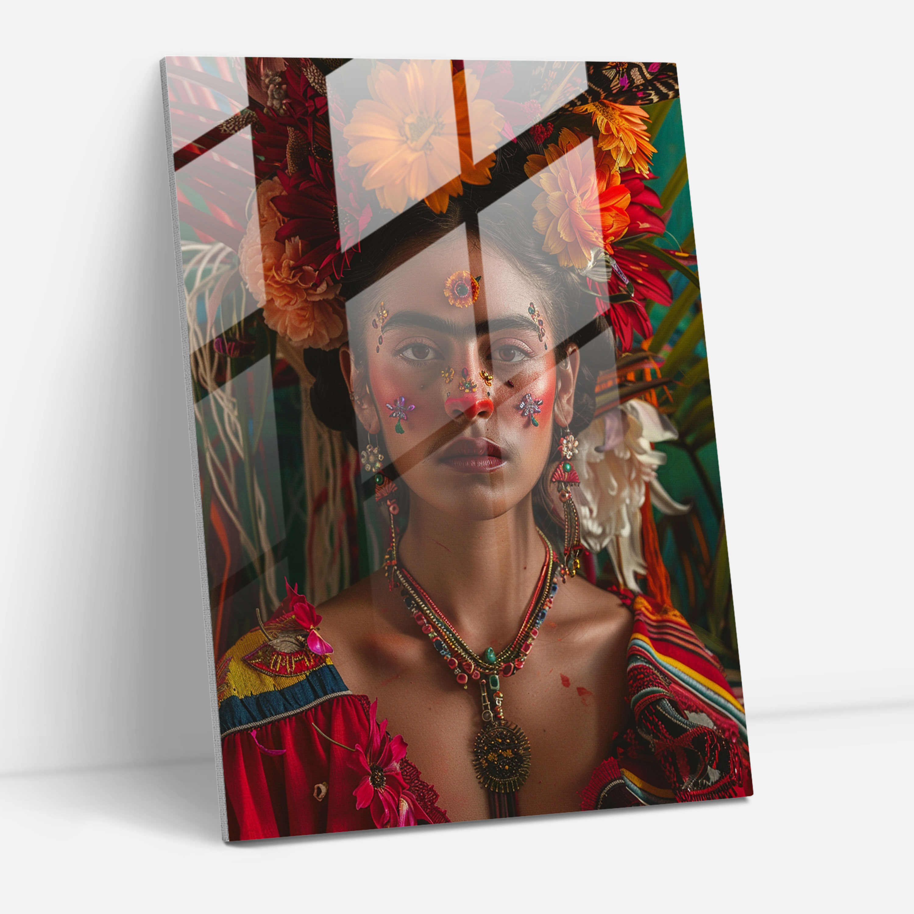 Frida Kahlo Tarzı Cam Sanat - Frida Kahlo Eserleri Cam Duvar Sanatı Duvar Dekorasyonu