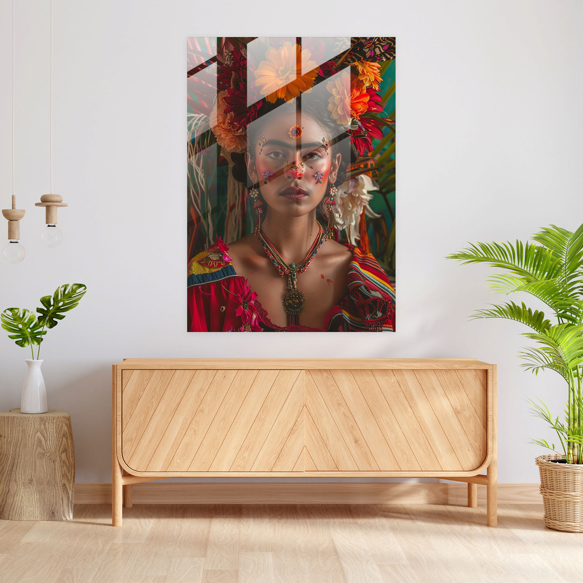 Frida Kahlo Tarzı Cam Sanat - Frida Kahlo Eserleri Cam Duvar Sanatı Duvar Dekorasyonu