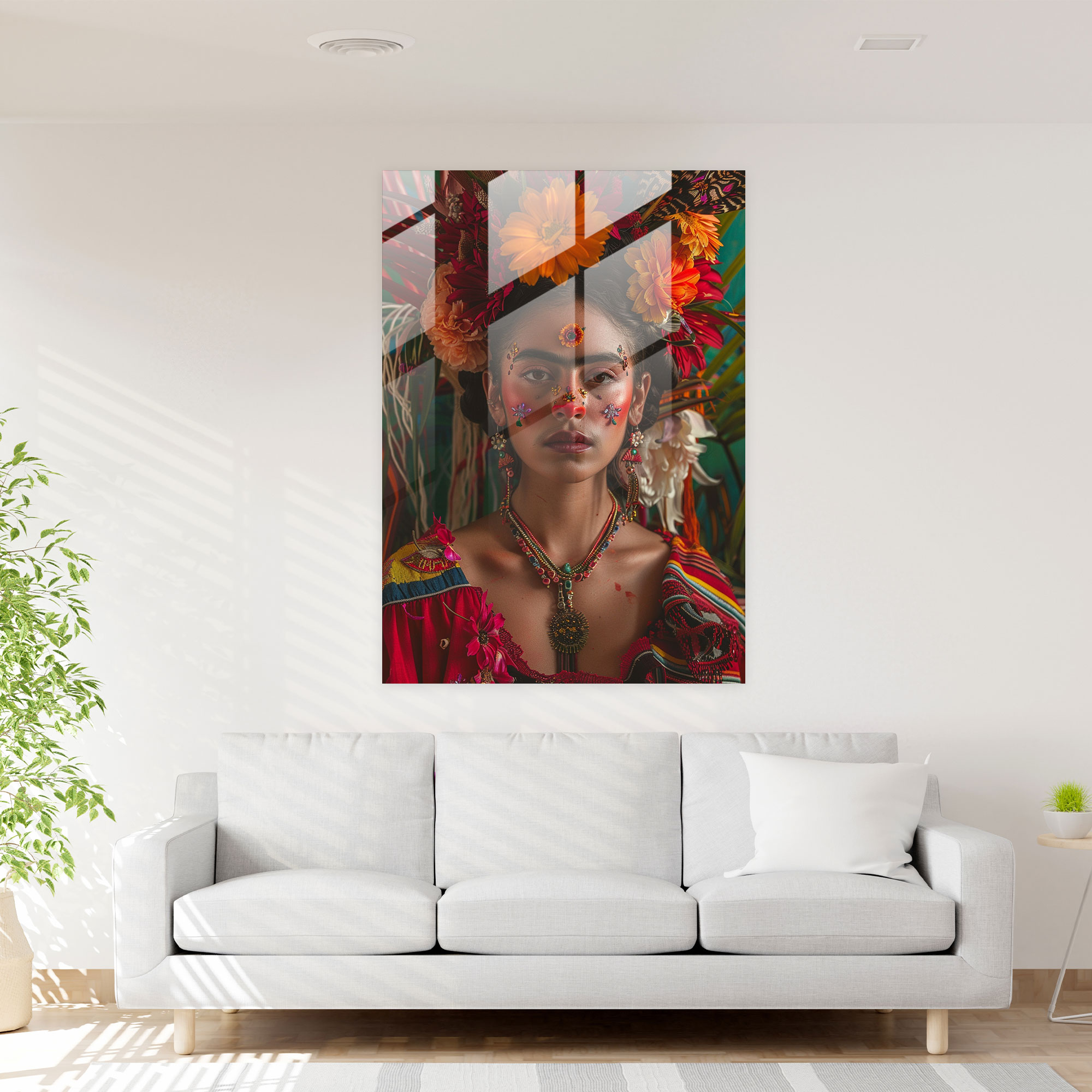 Frida Kahlo Tarzı Cam Sanat - Frida Kahlo Eserleri Cam Duvar Sanatı Duvar Dekorasyonu