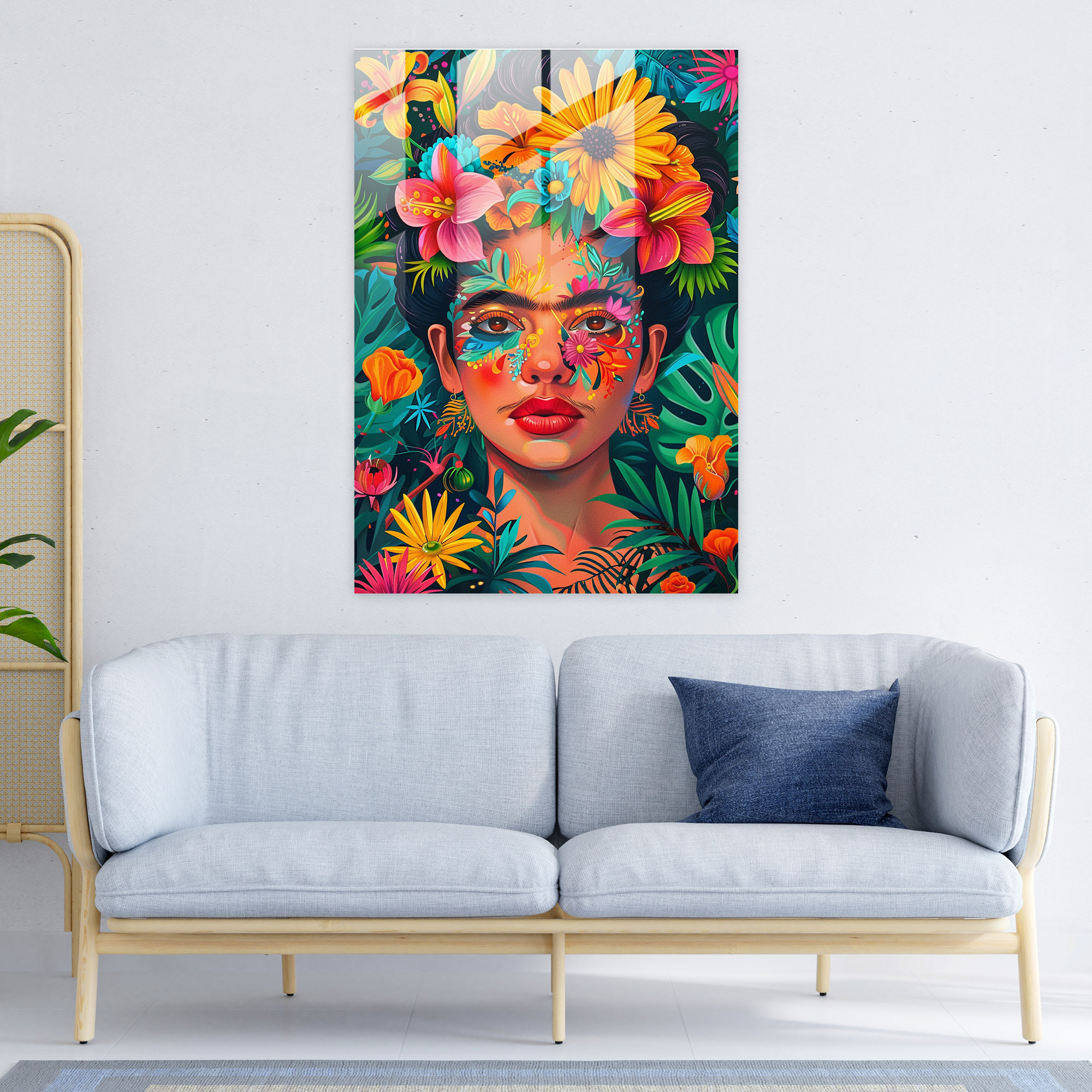 Frida Kahlo Tarzı Cam Tablo - Frida Kahlo Eserleri Cam Tablo Modern Sanat