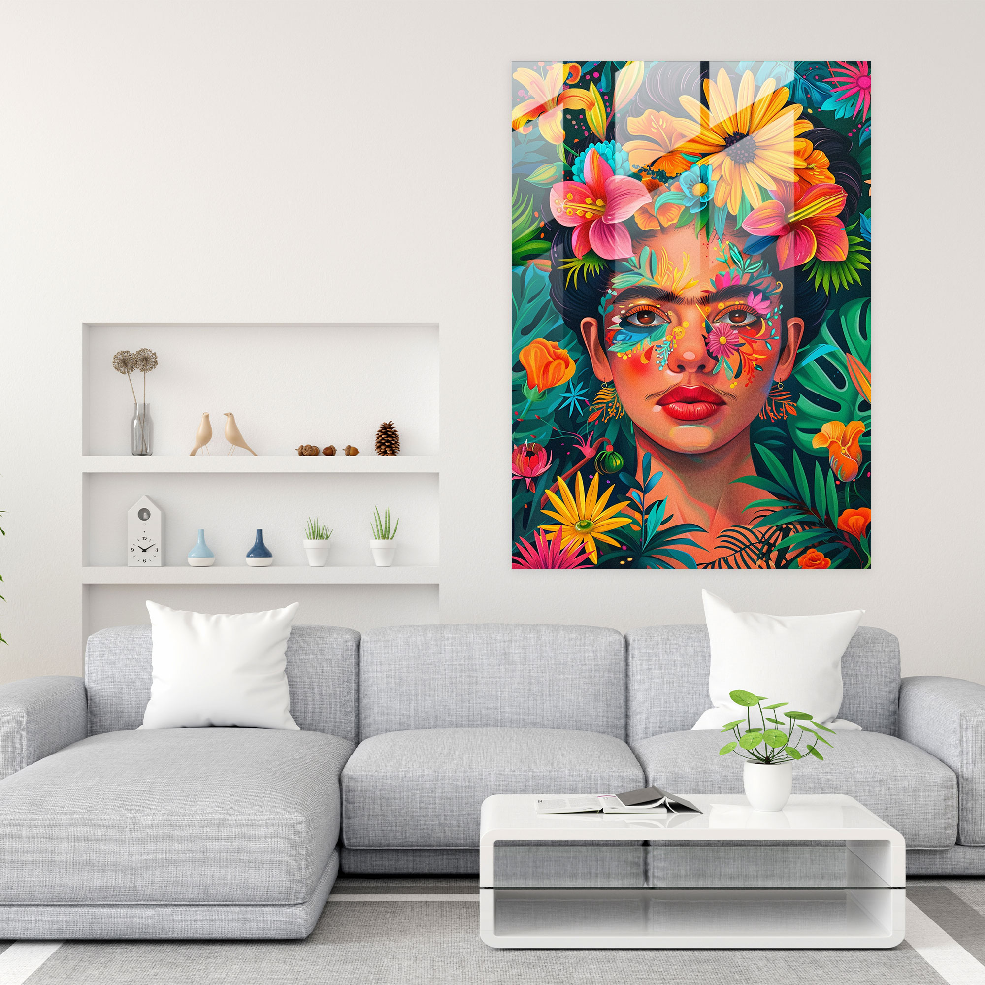 Frida Kahlo Tarzı Cam Tablo - Frida Kahlo Eserleri Cam Tablo Modern Sanat