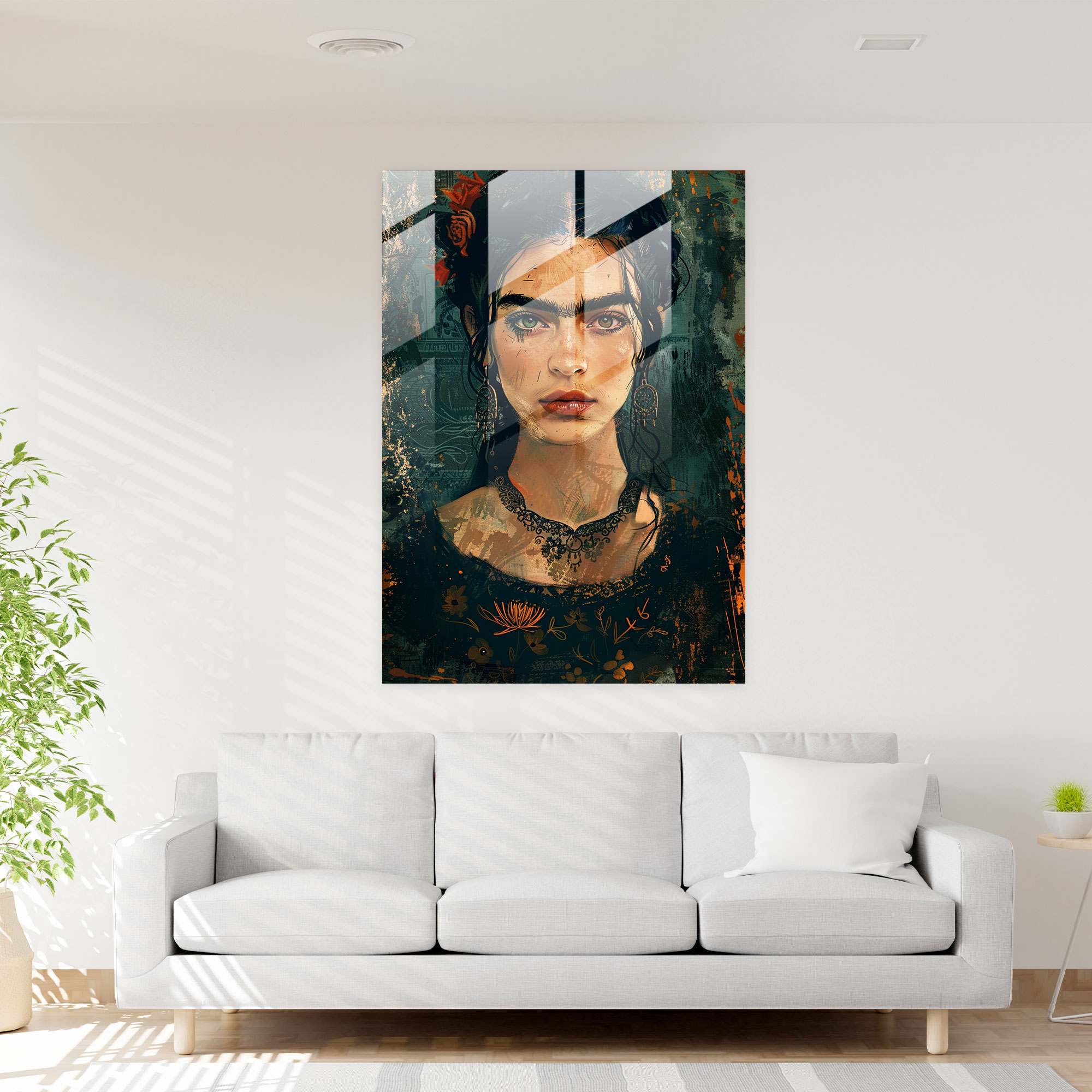 Frida Kahlo Tarzı Cam Sanatı - Frida Kahlo Eserleri Ev Dekorasyonu Modern Sanat