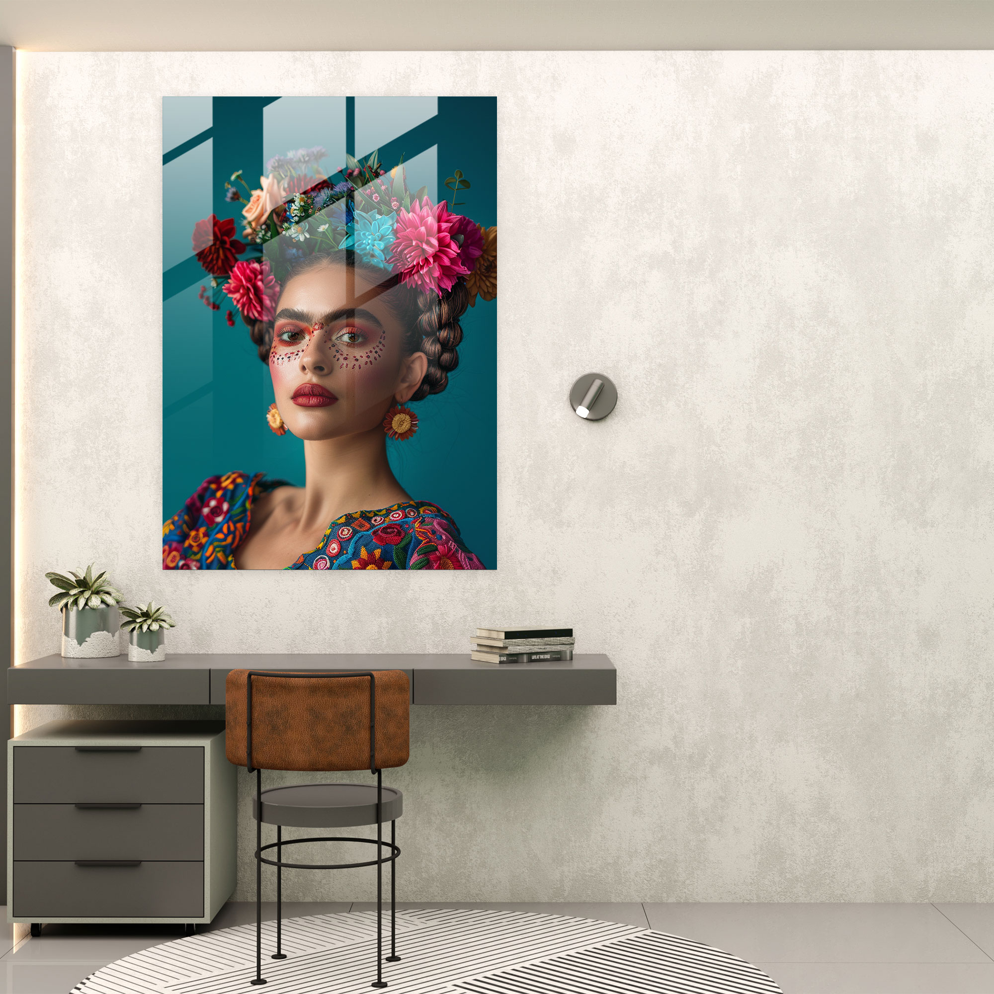 Frida Kahlo Tarzı Cam Duvar Sanatı - Ev Dekorasyonu İçin Frida Kahlo Eserlerinden Cam Duvar Sanatı