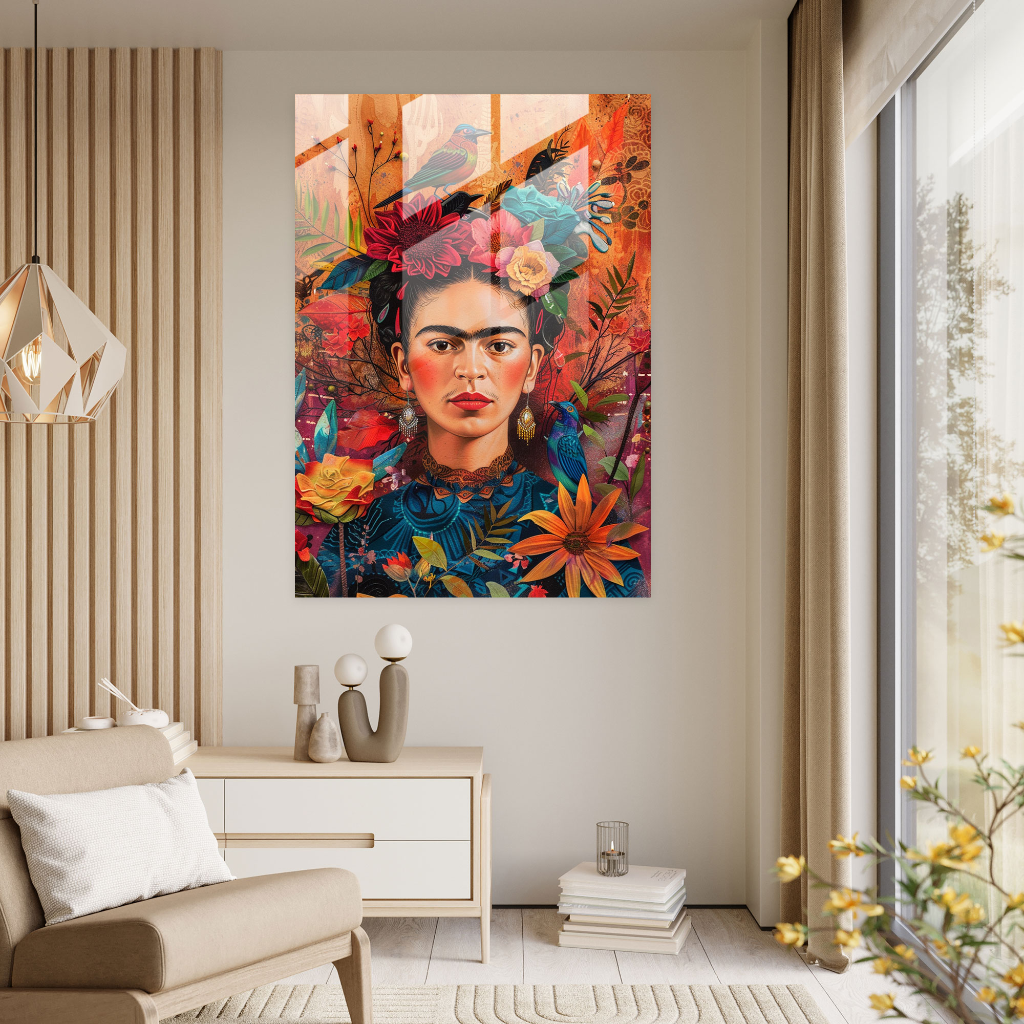 Frida Kahlo Stil Wanddekoration - Leinwandbild Glasbild Moderne Kunst