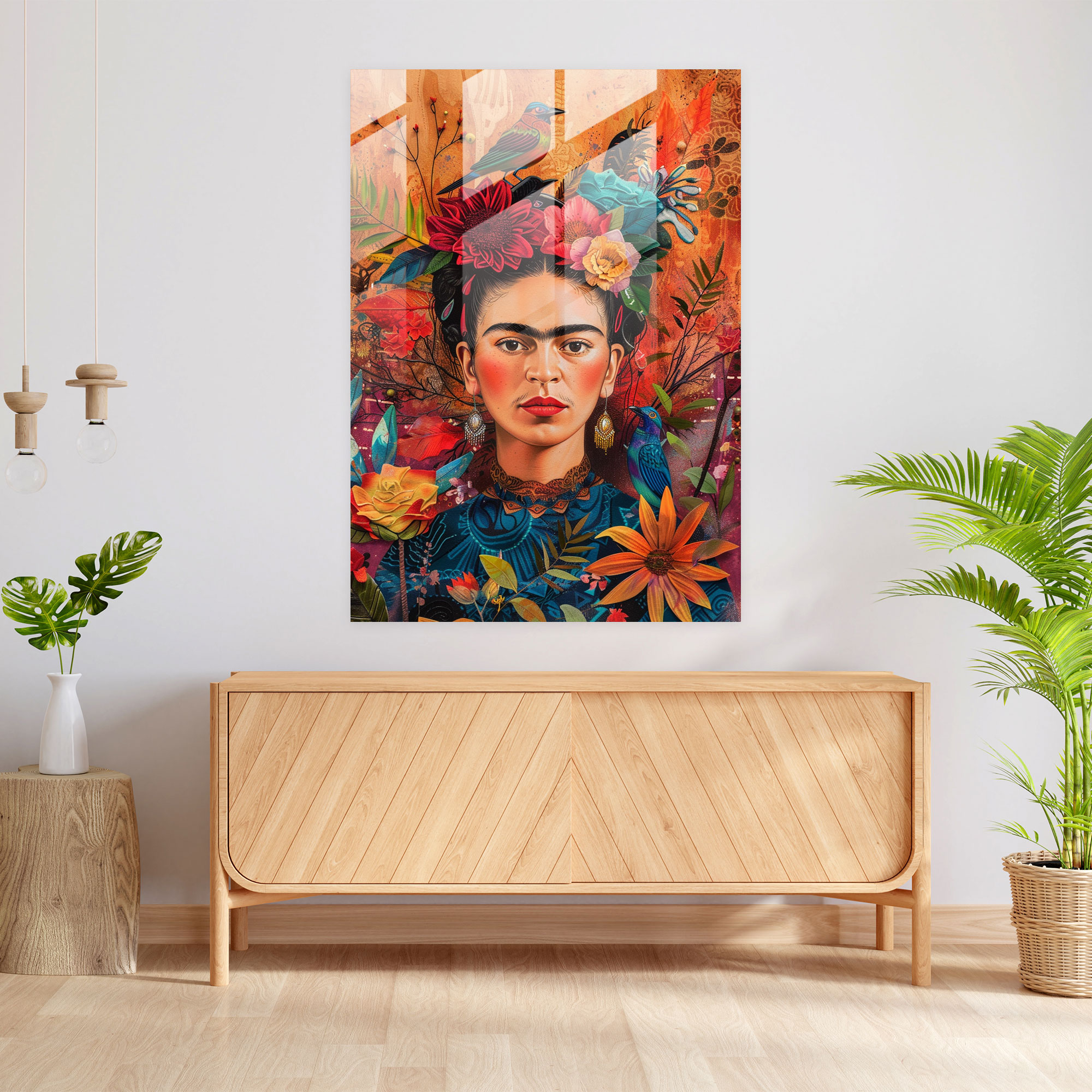 Frida Kahlo Stil Wanddekoration - Leinwandbild Glasbild Moderne Kunst