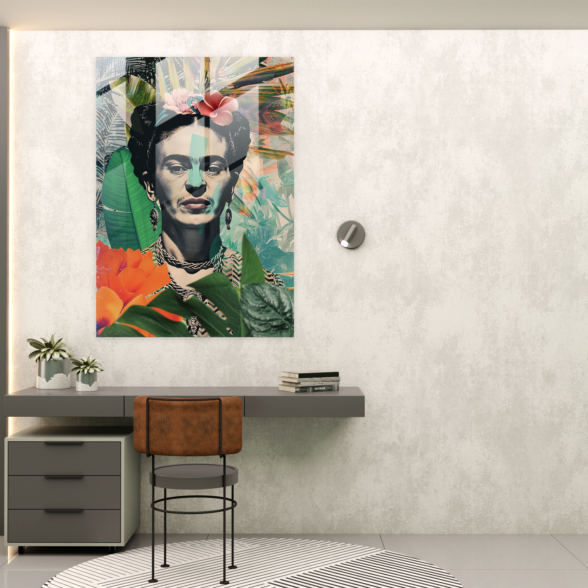 Frida Kahlo Stili Cam Duvar Sanatı - Frida Kahlo Eserleri Duvar Dekorasyonu Modern Sanat
