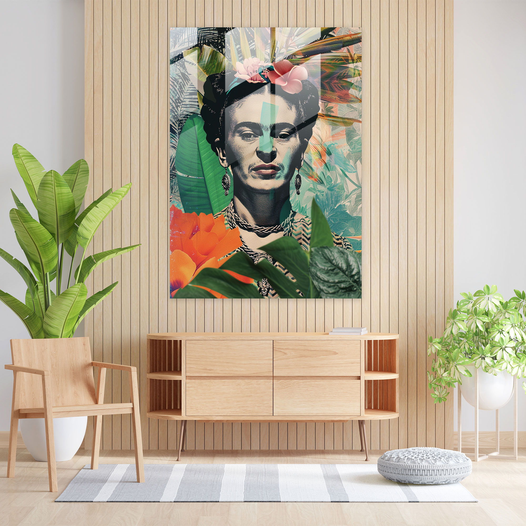 Frida Kahlo Stili Cam Duvar Sanatı - Frida Kahlo Eserleri Duvar Dekorasyonu Modern Sanat