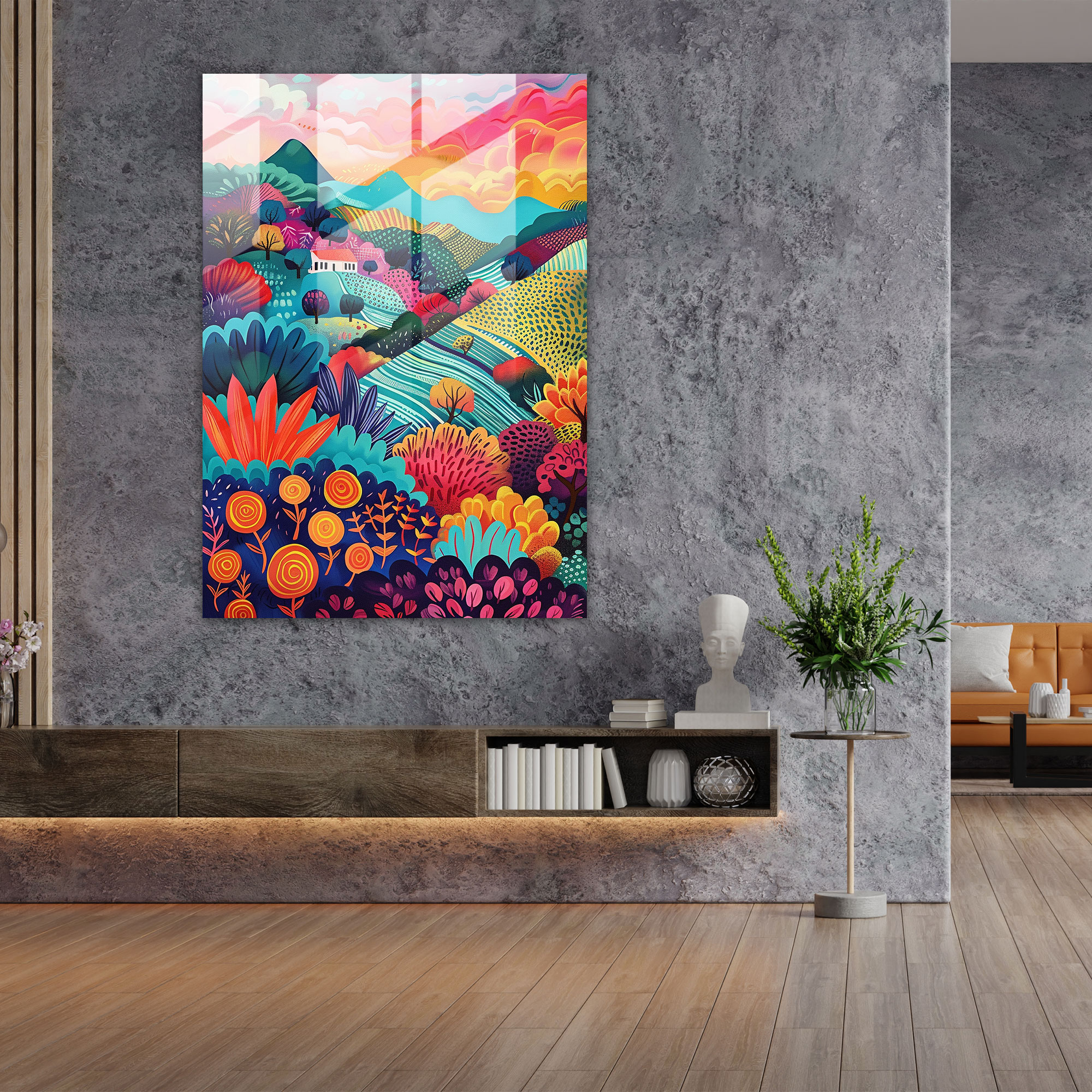 Frida Kahlo Style Wohnkultur Leinwandbild - Moderne Kunst Frida Kahlo Stil Glasbild