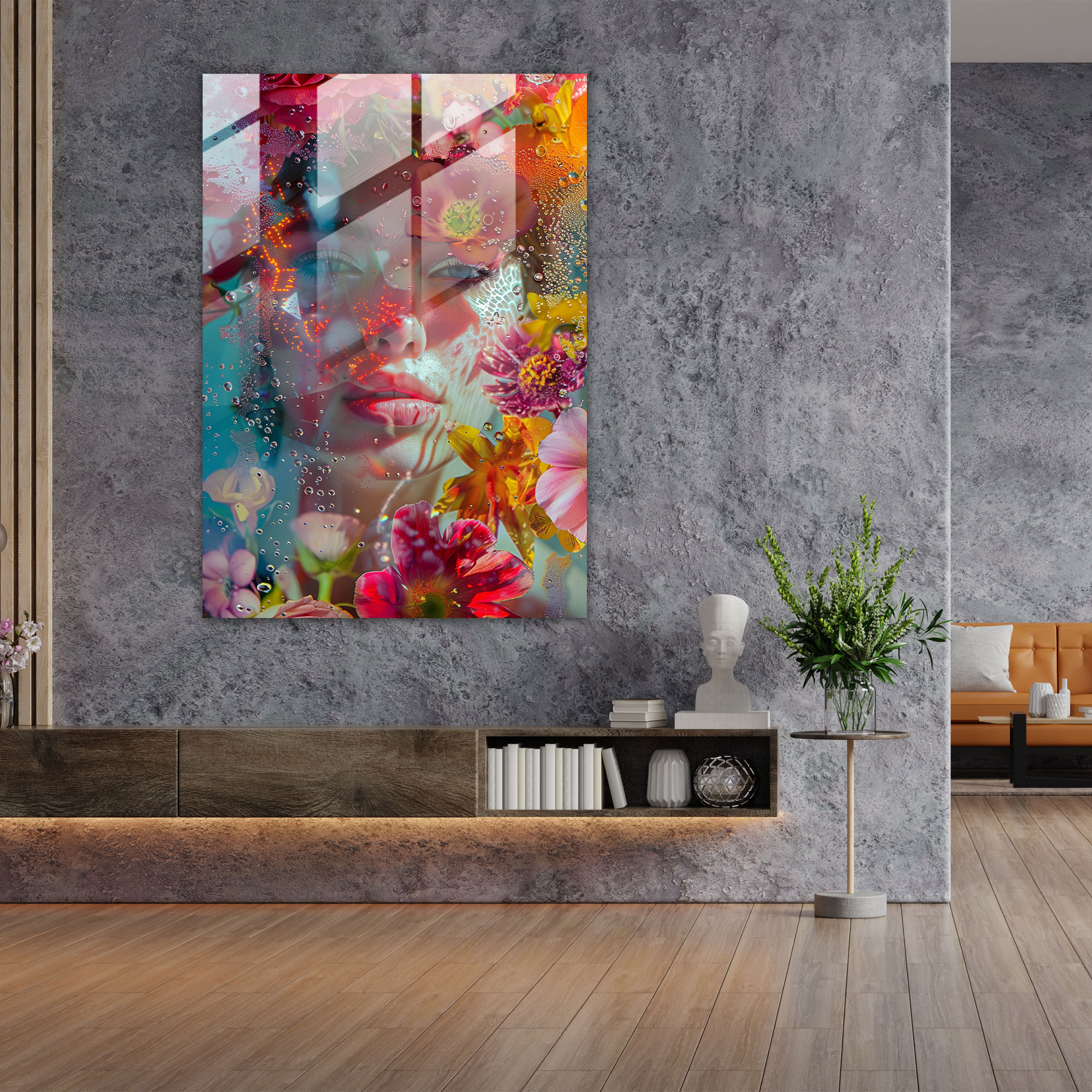 Frida Kahlo Tarzı Cam Duvar Sanatı - Frida Kahlo Eserleri Cam Duvar Sanatı Modern Sanat