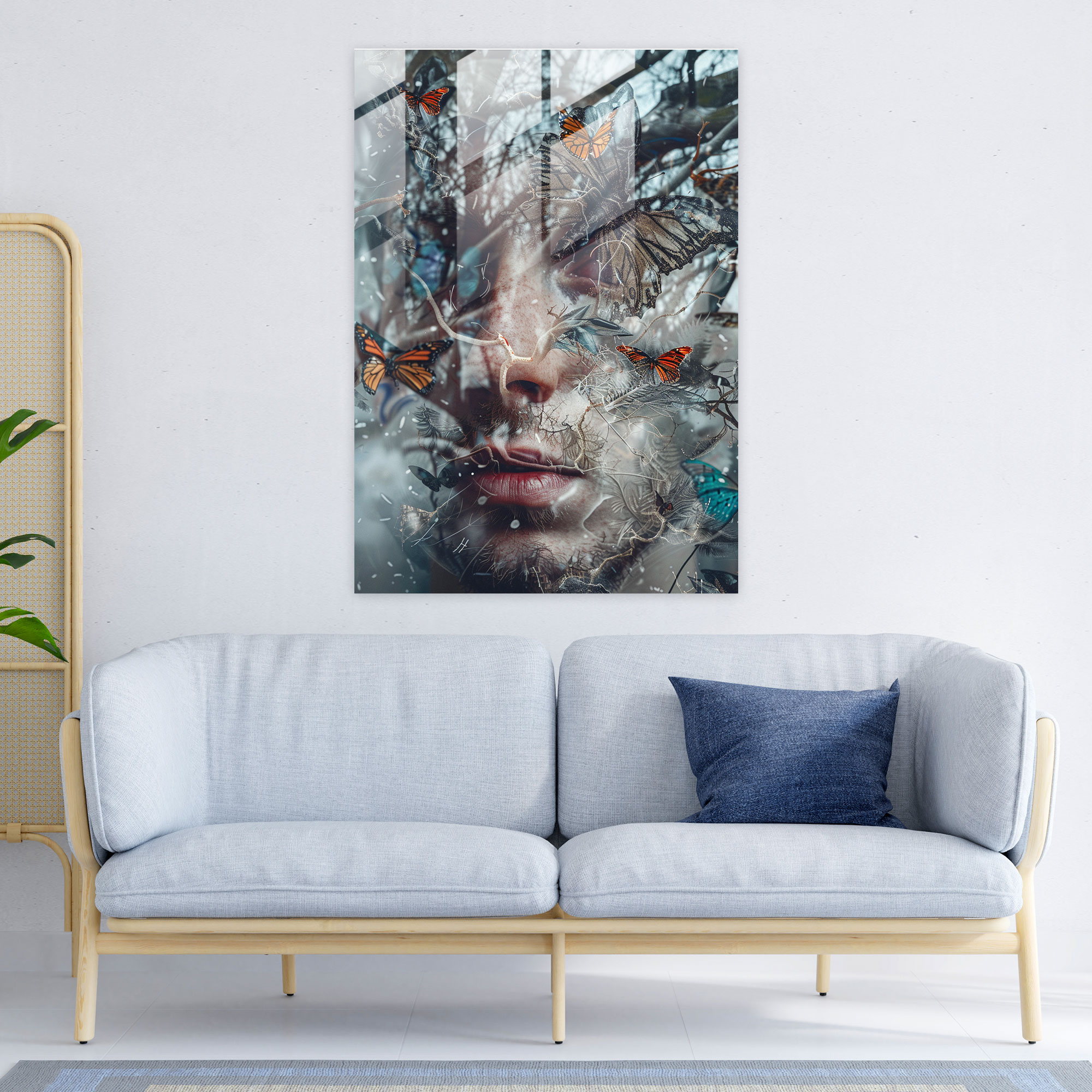 Frida Kahlo Tarzı Cam Tablo - Frida Kahlo Eserleri Modern Sanat Ev Dekorasyonu Cam Sanatı