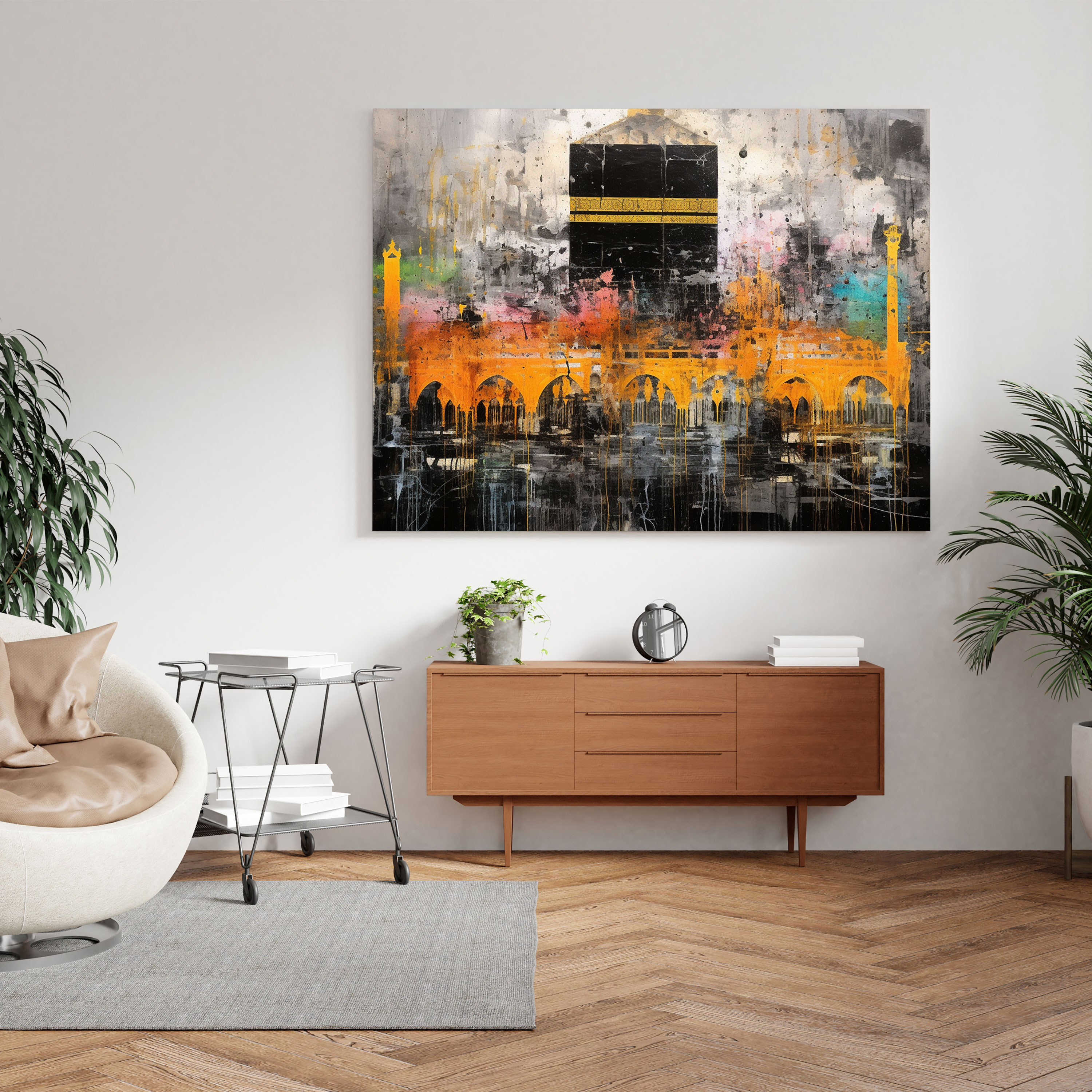 Kaaba Abstract Canvas Print - Kaaba, Holy Site, Abstract, Mixed Media