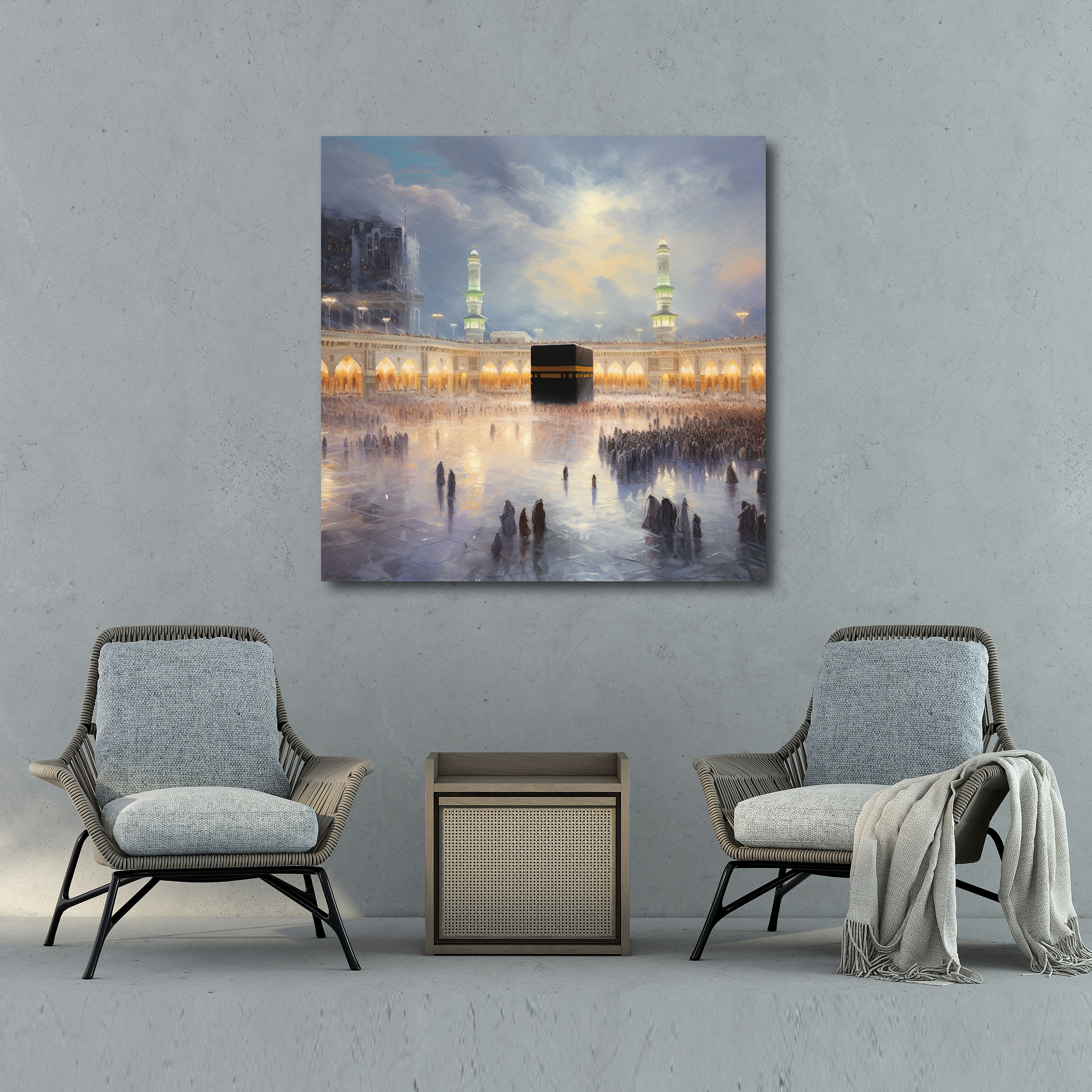 Kaaba Impressionist Canvas Print - Kaaba, Canvas Wall Art, Brushstrokes, Wall Decoration