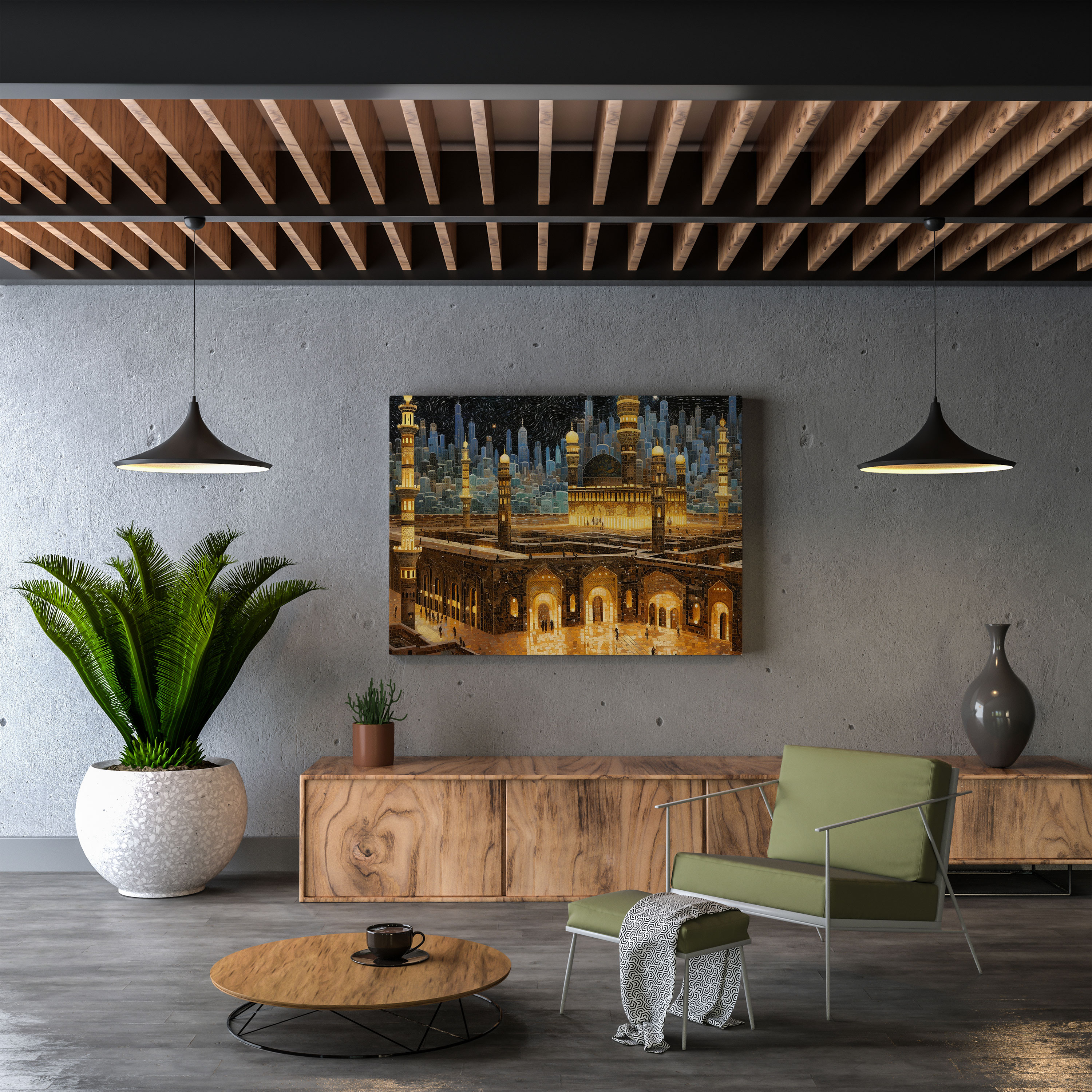 Kaaba Mosaic Canvas Print - Kaaba, Canvas Print, Elegance, Intricate Tiles