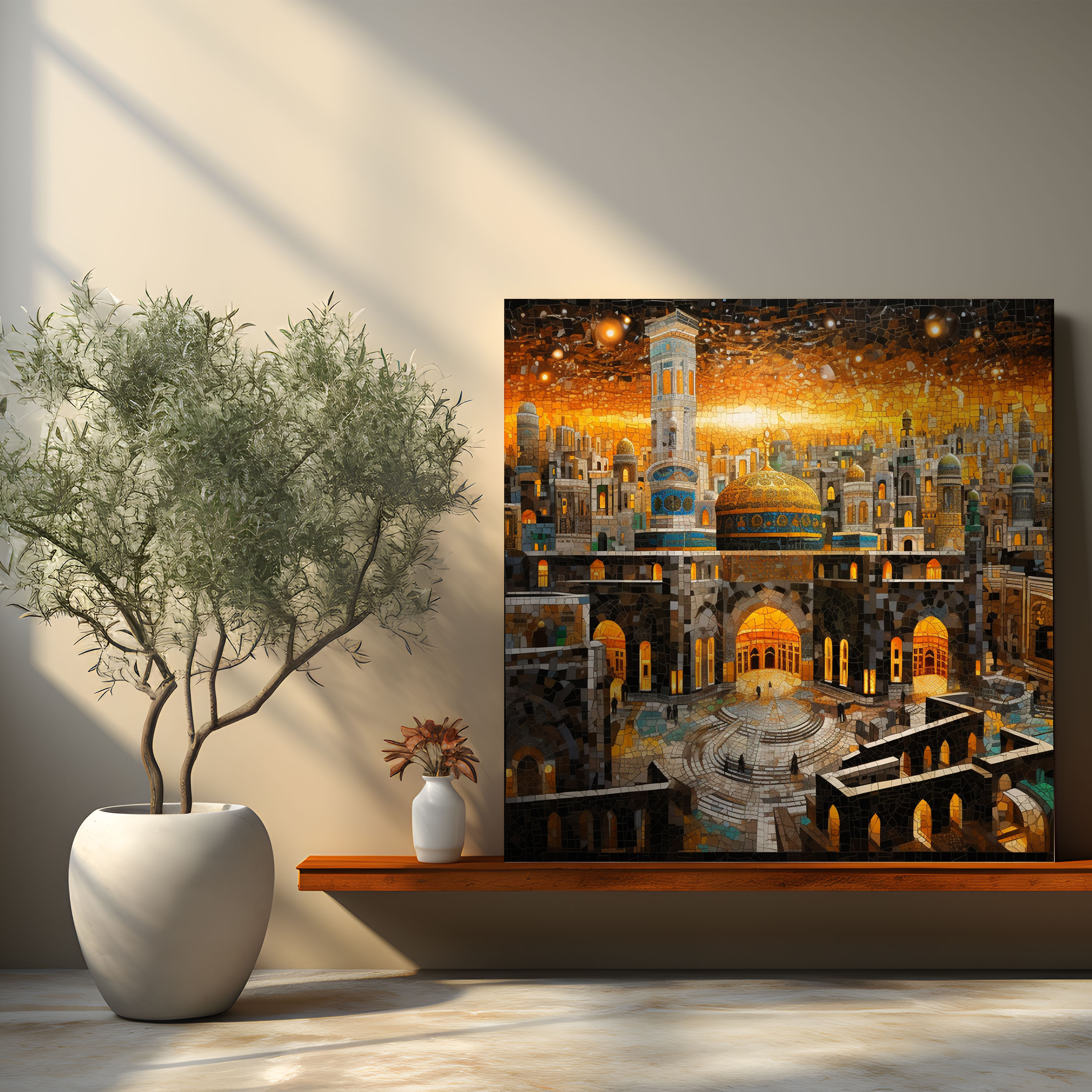 Kaaba Mosaic Canvas Print - Kaaba, Wall Decoration, Cultural, Mosaic Artwork