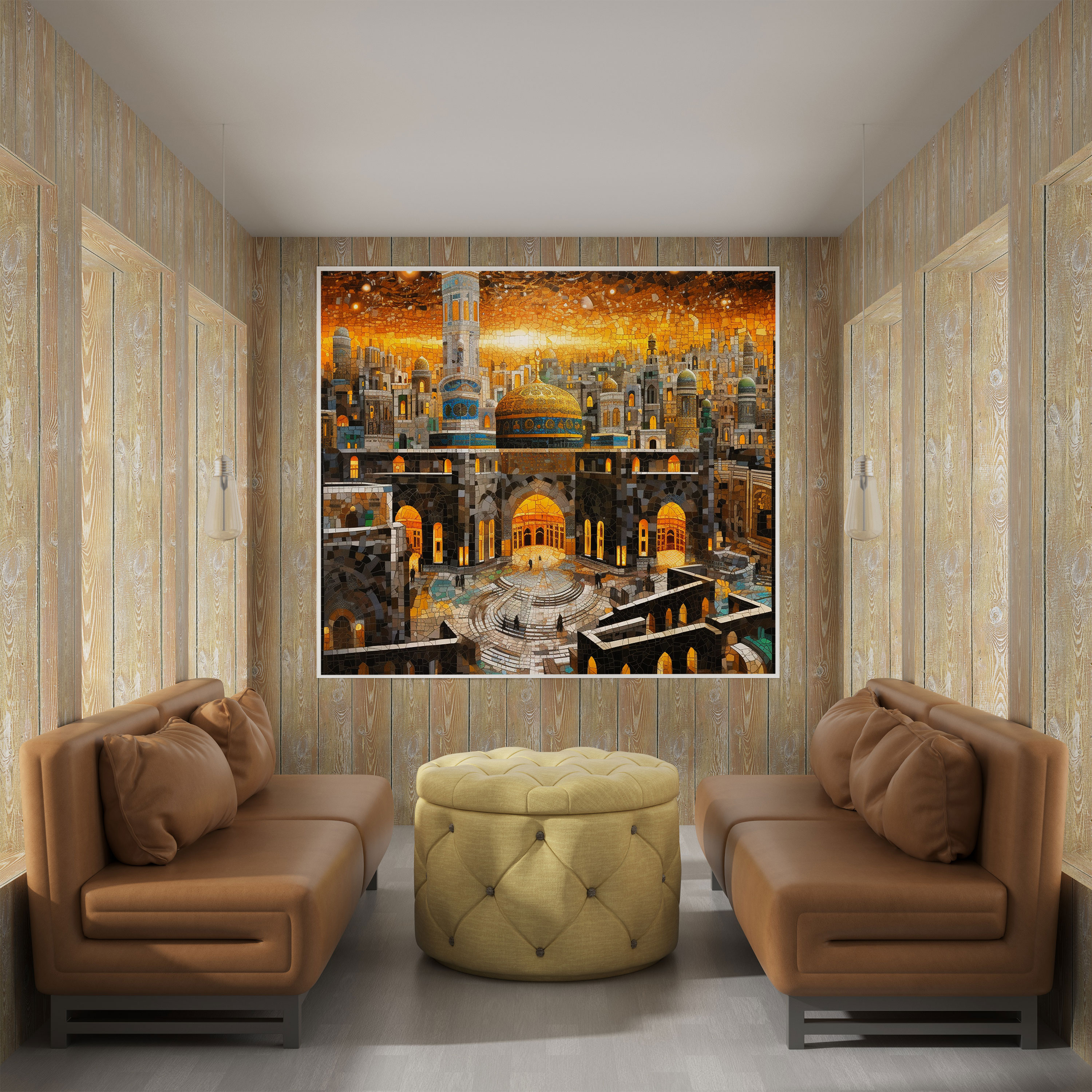 Kaaba Mosaic Canvas Print - Kaaba, Wall Decoration, Cultural, Mosaic Artwork